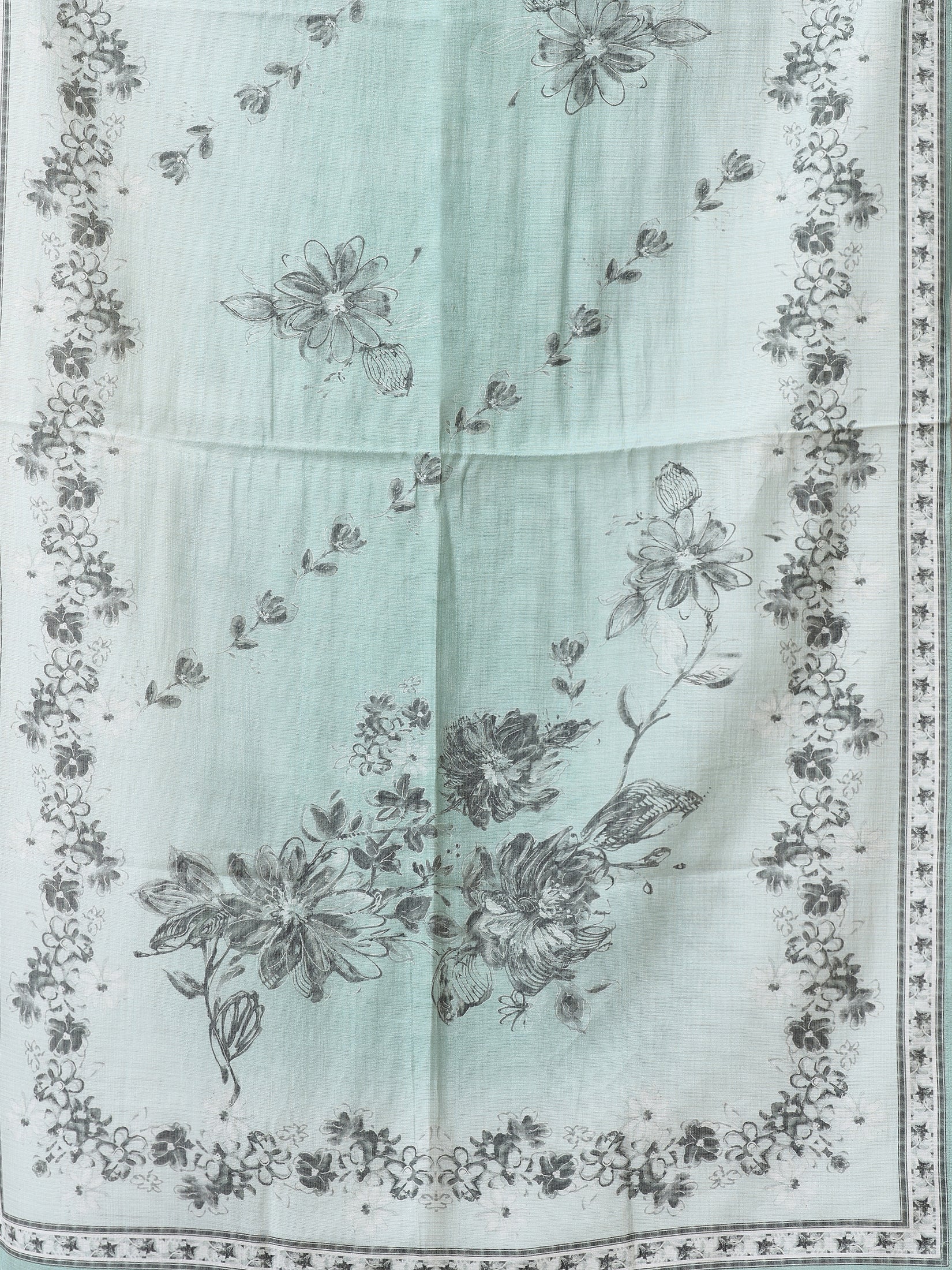 Women Silk Blend Blue Floral Print Kurta Comfort Pant Dupatta