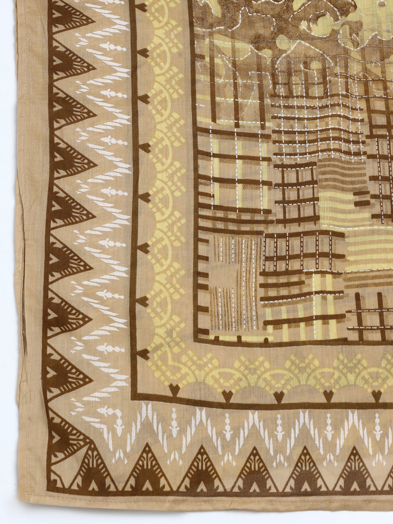 Women Cotton Mustard Abstract Print Kurta Comfort Pant Dupatta