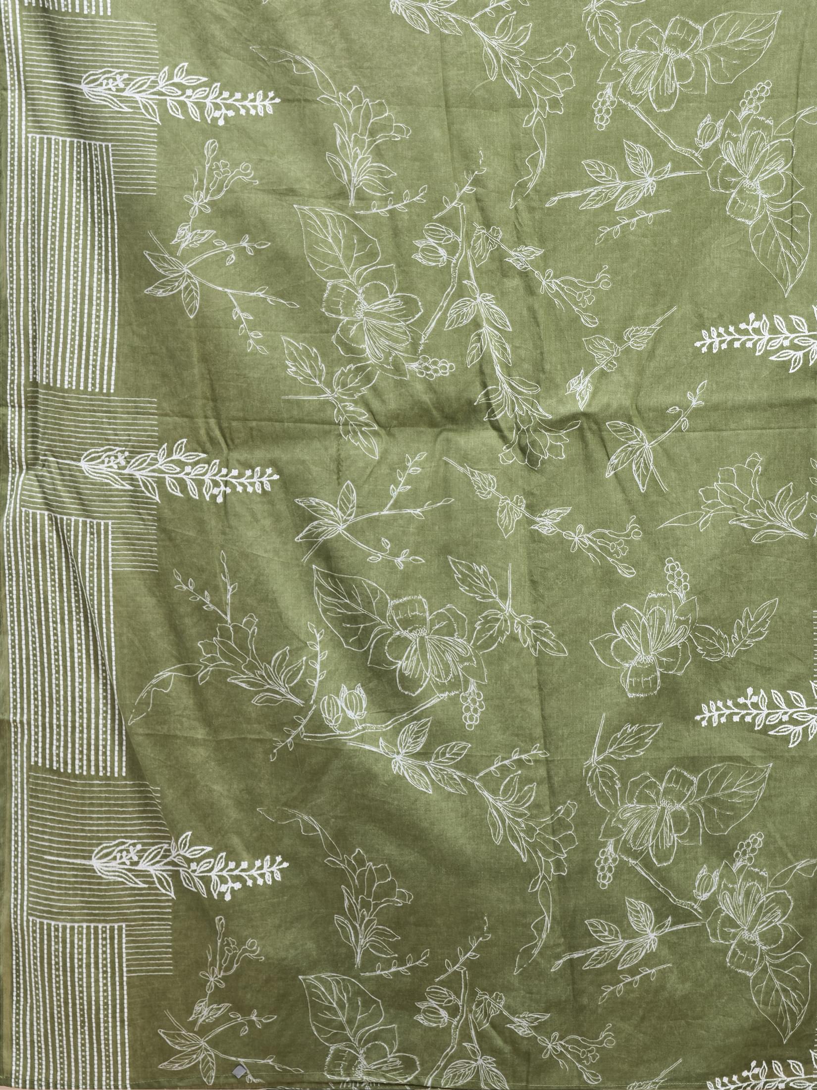 Women Cotton Green Abstract Print Kurta Comfort Pant Dupatta.