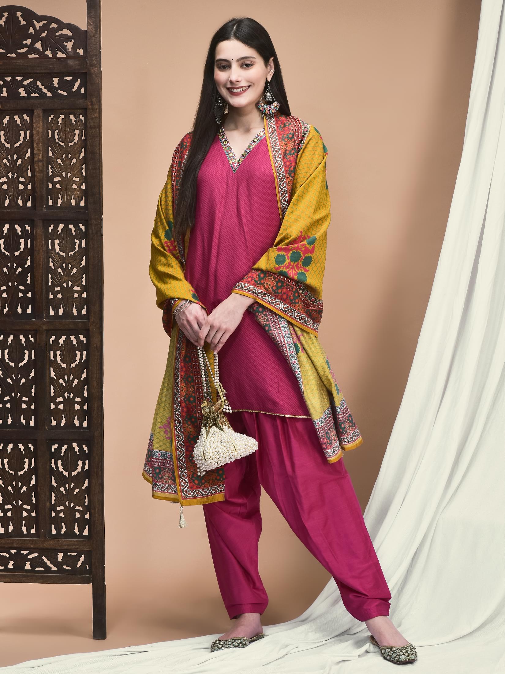 Dusty pink detailed embroidery Liva fabric regular fit traditional salwar suit