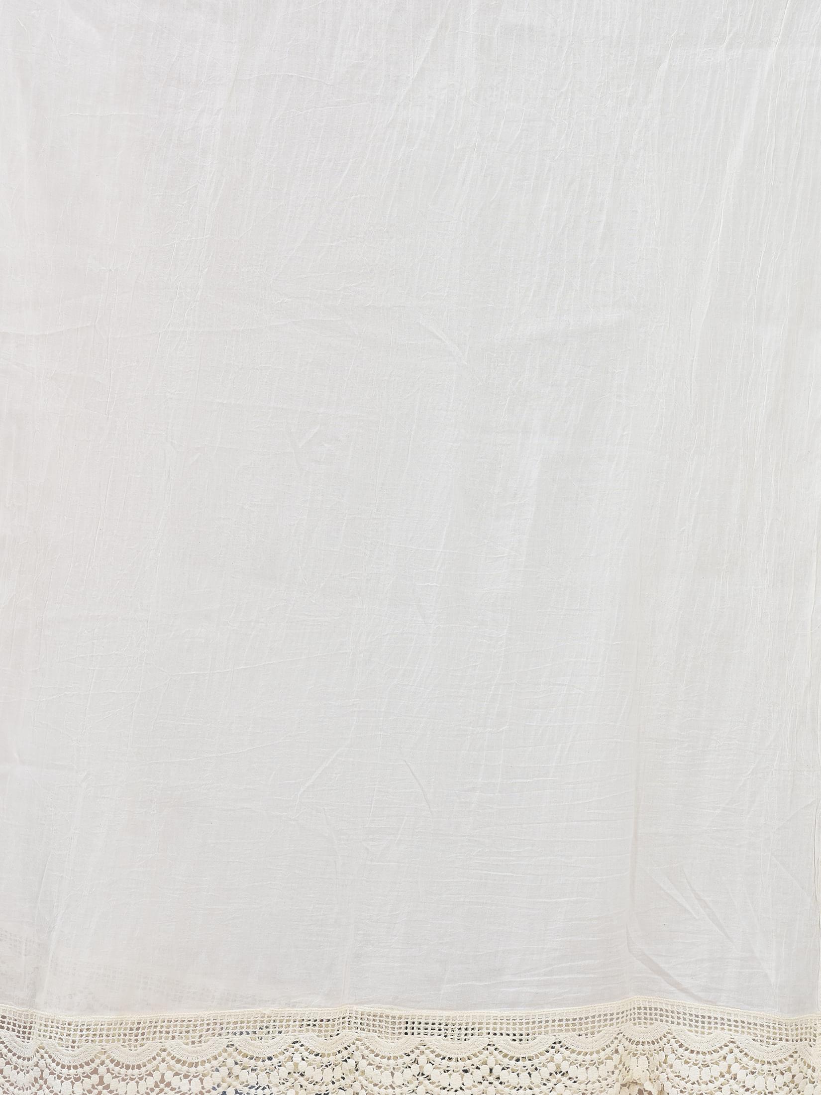 Women Cotton Off White Embroidered Kurta Comfort Pant Dupatta.