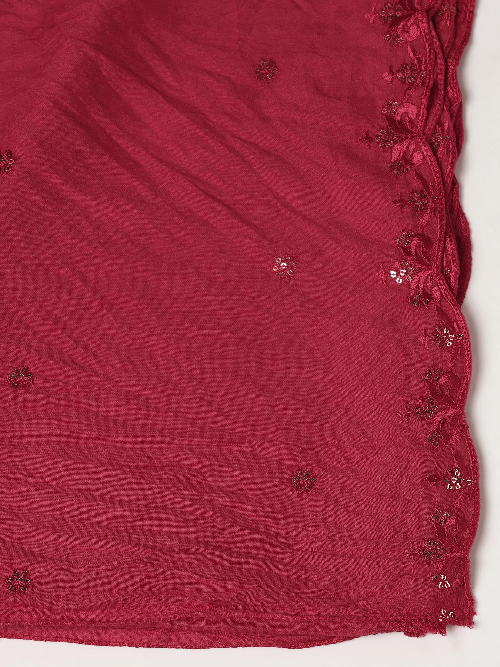 Women Silk Blend Beige Embroidered Kurta Comfort Pant Dupatta.