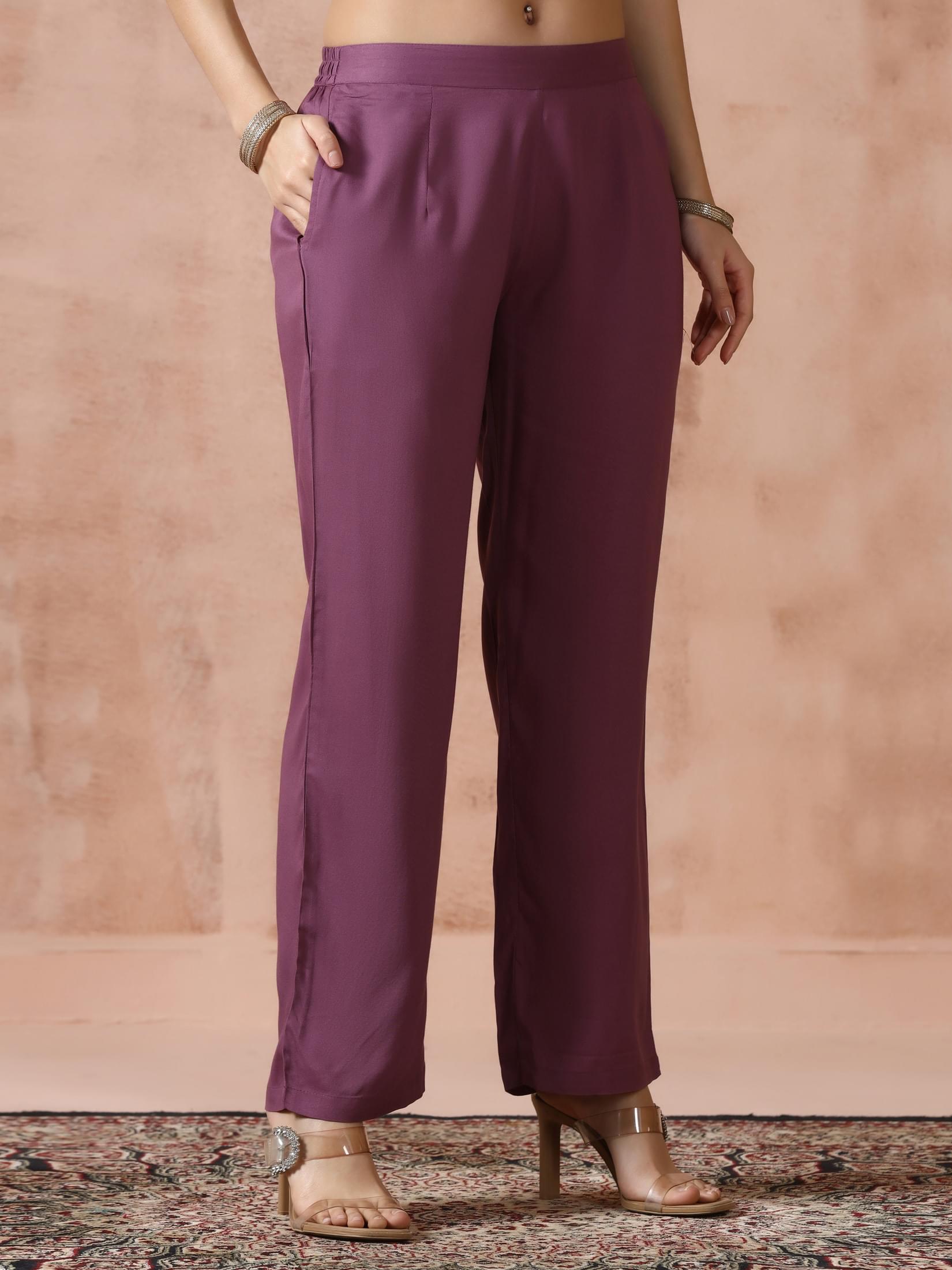 Women Liva Burgundy Printed Kurta Comfort Pant Dupatta.