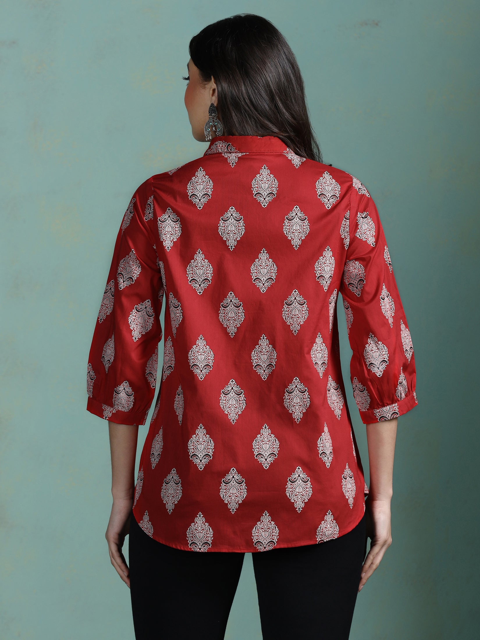 Women Cotton Fuchsia Printed Tunic