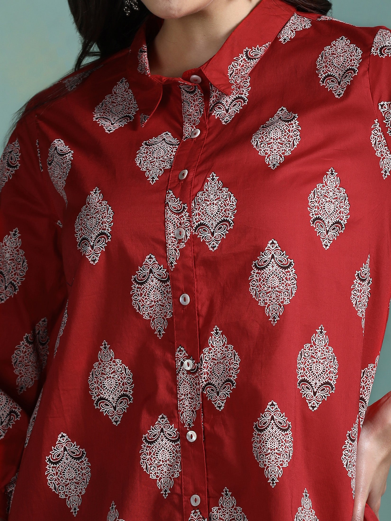 Women Cotton Fuchsia Printed Tunic