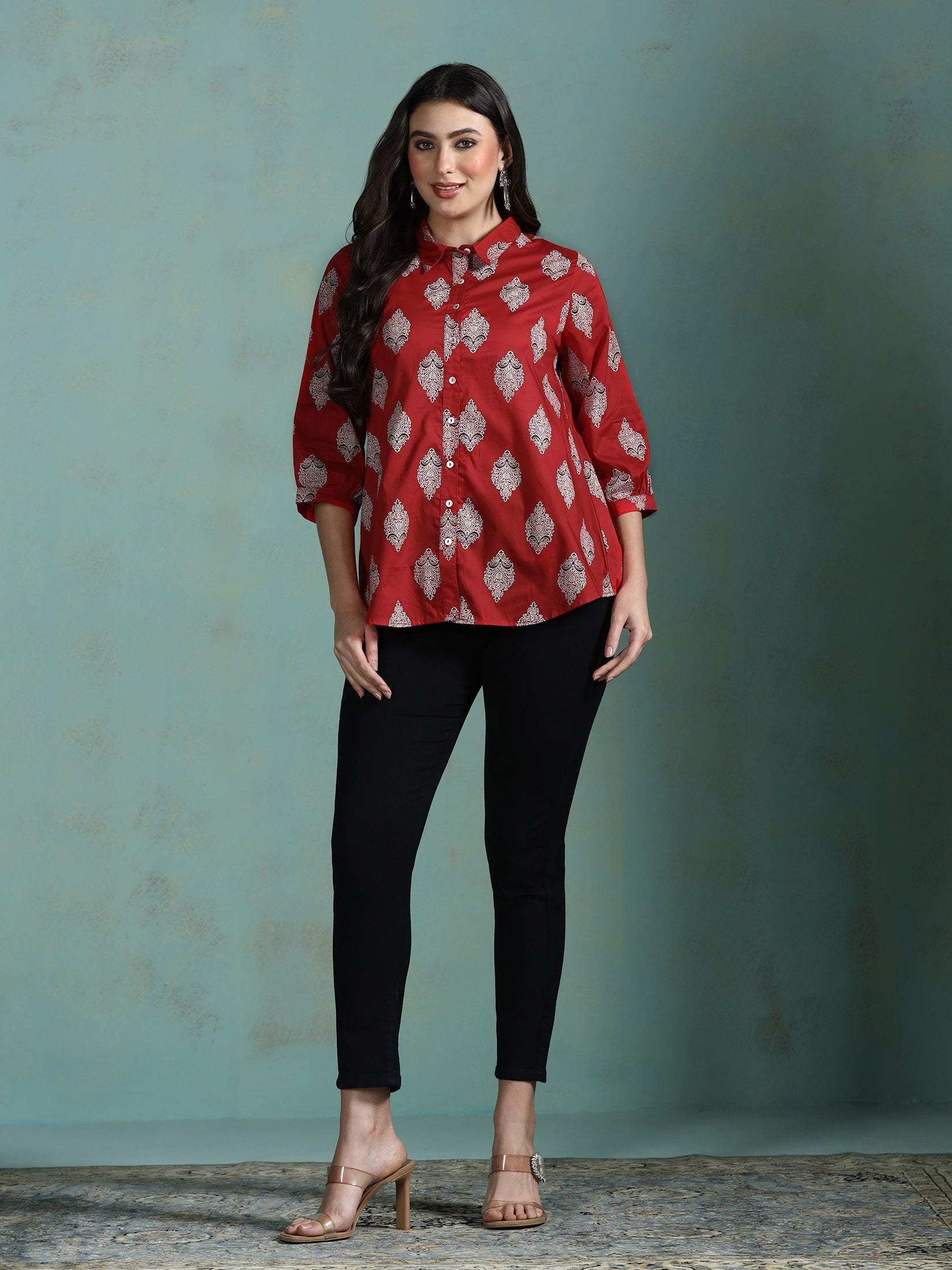 Women Cotton Fuchsia Printed Tunic