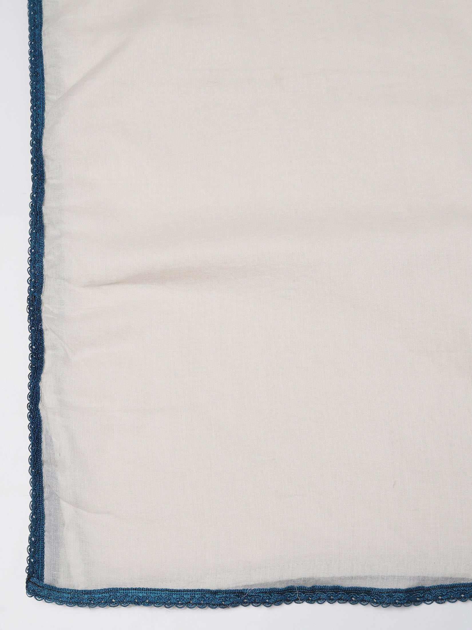 Women Cotton Flex Off White Embroidered Kurta Comfort Pant Dupatta