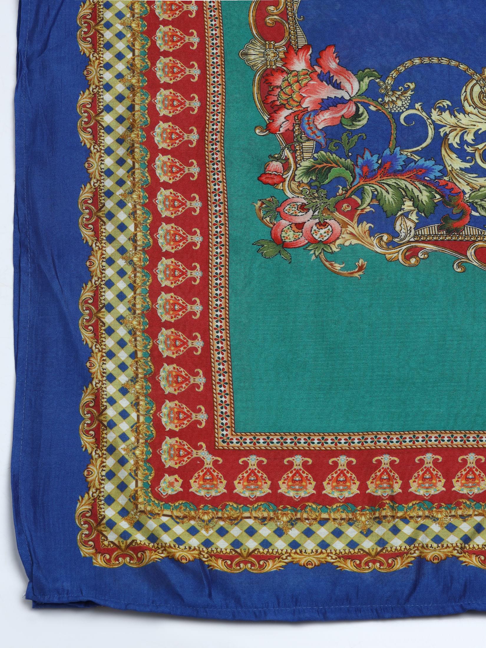Women Liva Rayon Green Printed Kurta Comfort Pant Dupatta.