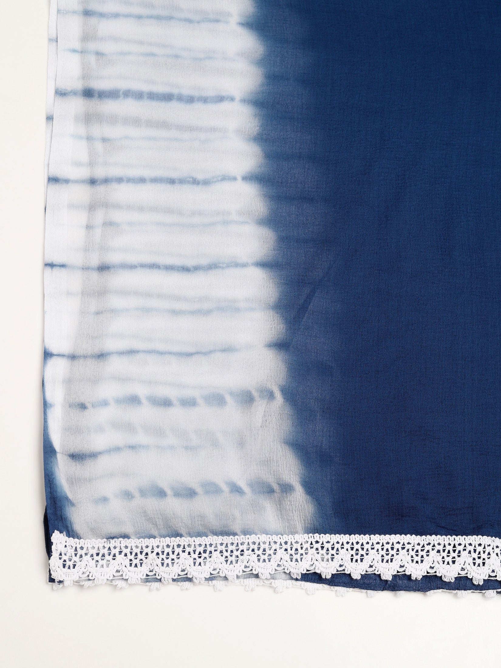 Women Liva Blue Printed Kurta Wide Leg Pant Dupatta