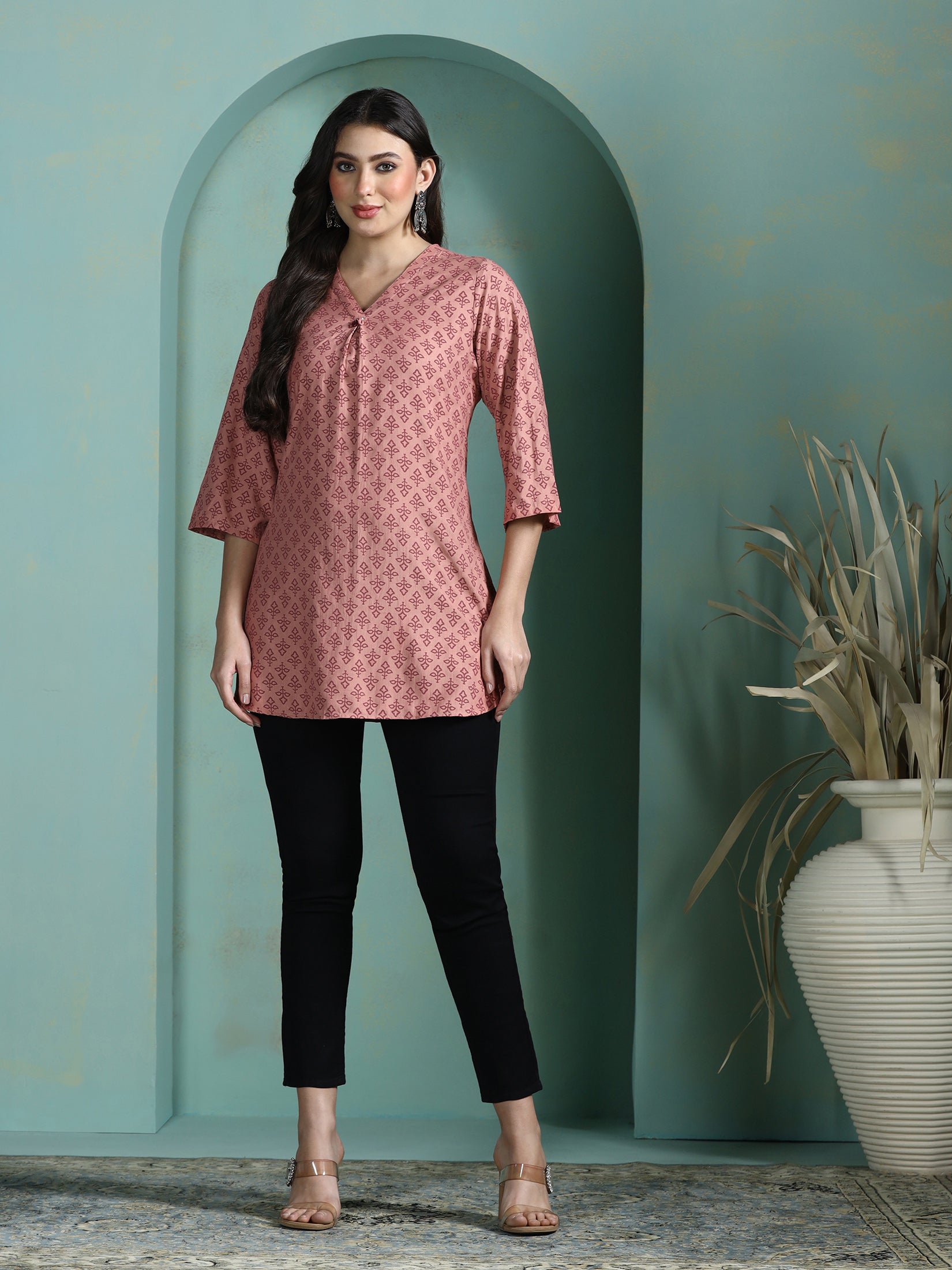 Women Liva Pink Printed Tunic