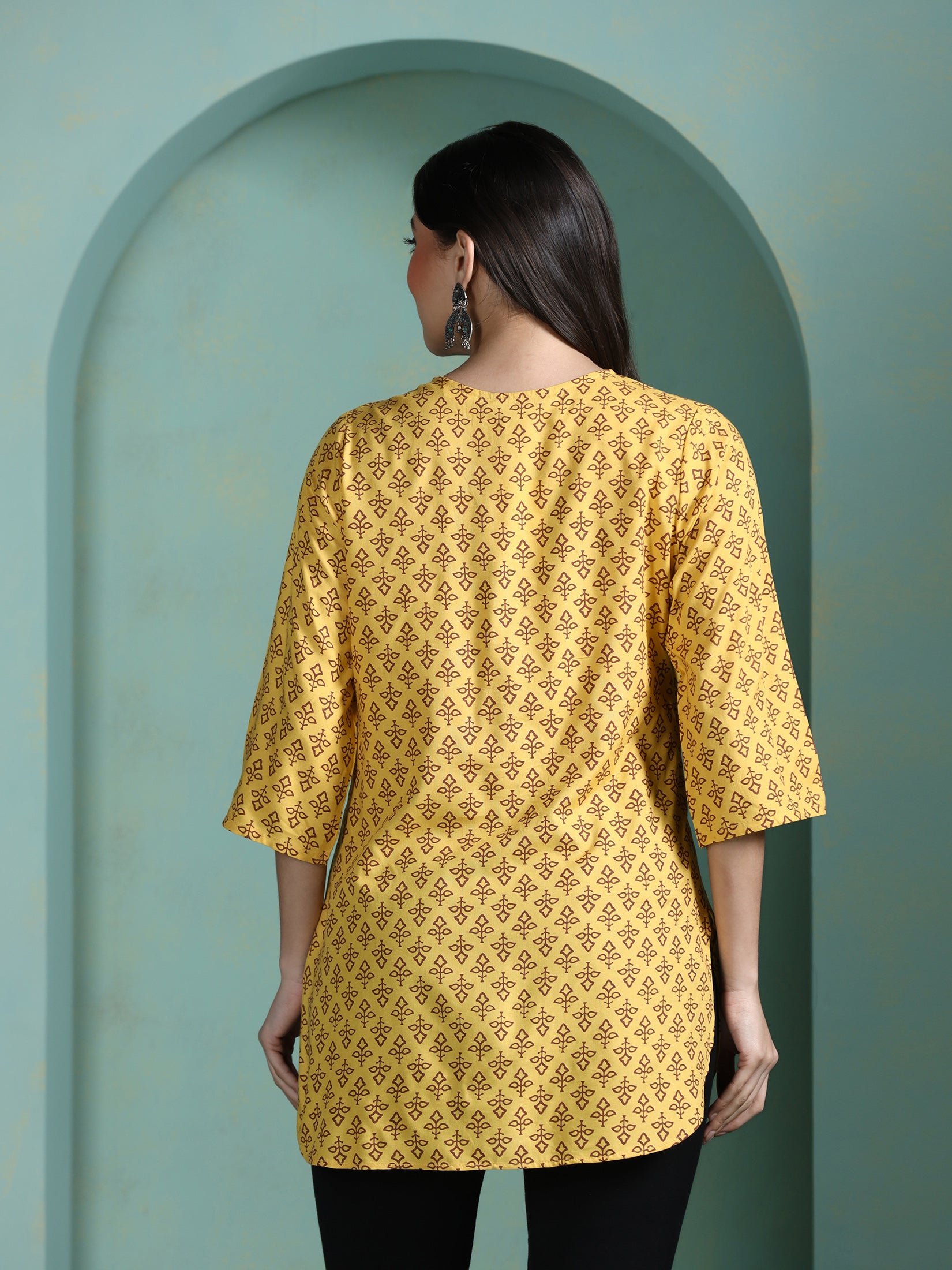 Women Liva Yellow Printed Tunic