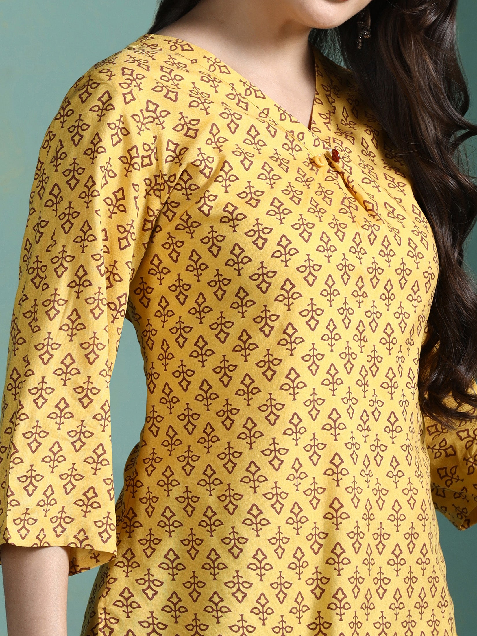 Women Liva Yellow Printed Tunic