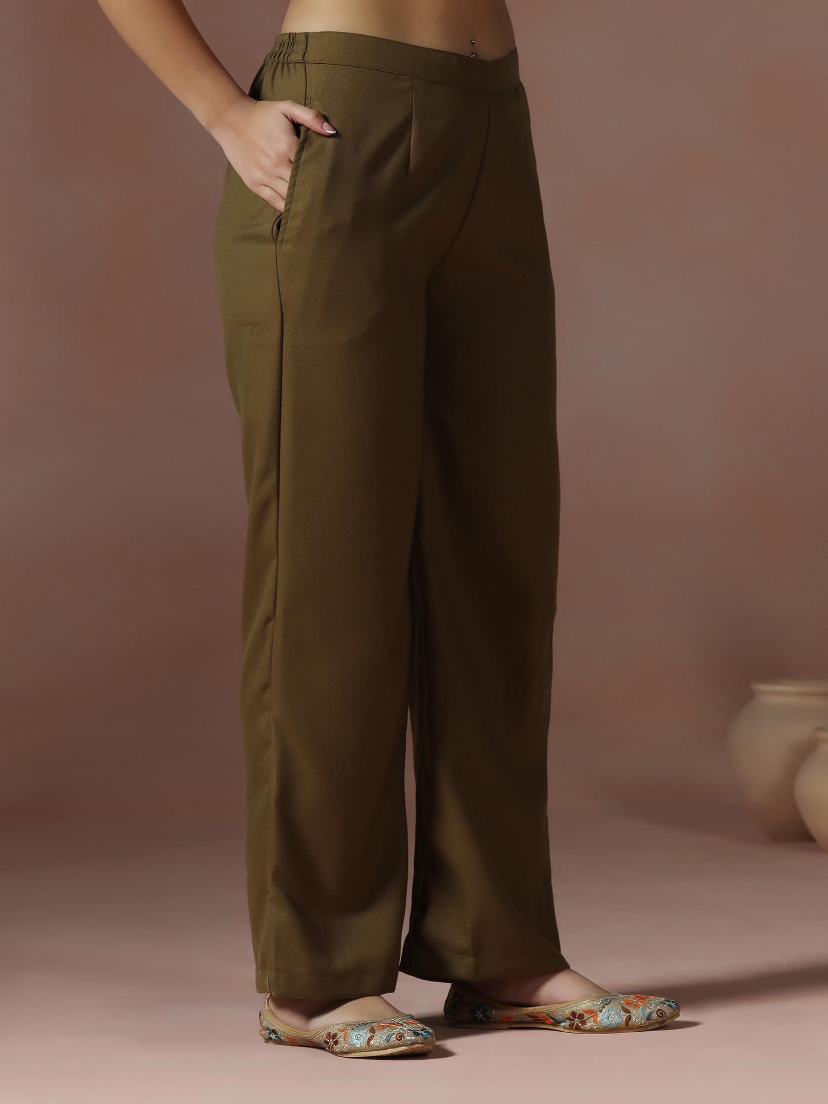 Winter Women Acrylic Jacquard Olive Woven Kurta Comfort Pant Dupatta.