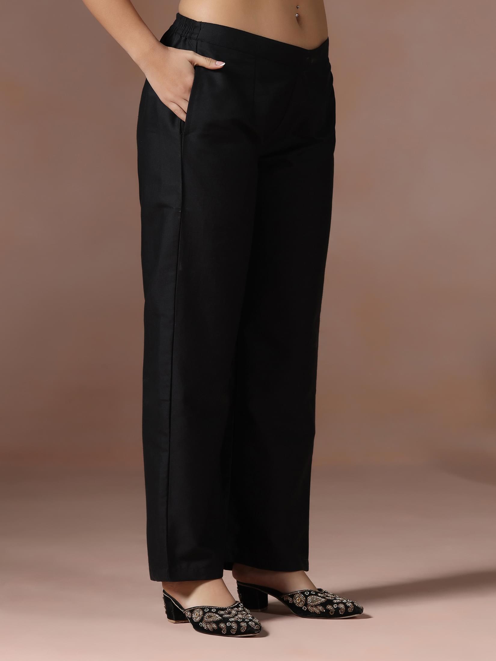 Women Muslin Black Ajrakh Print Kurta Comfort Pant Dupatta.