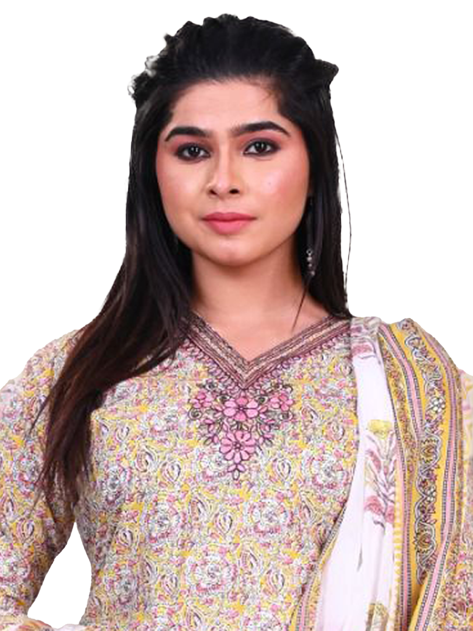 Indiessence Women Cotton Yellow Embroidered Kurta Comfort Pant Dupatta