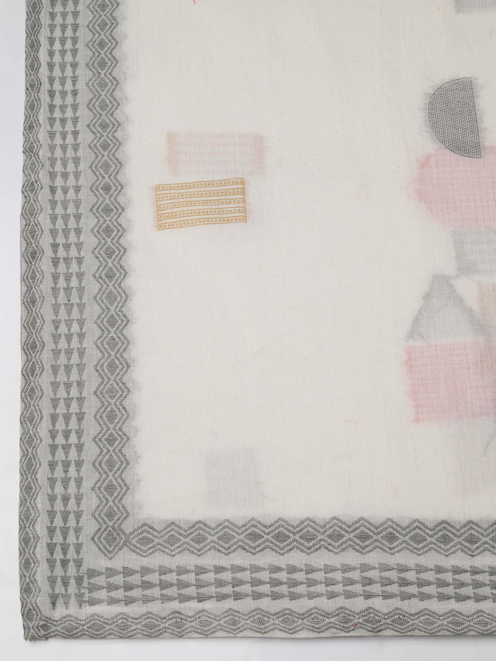 Women Off White Cotton Jacquard Kurta Comfort Pant Dupatta