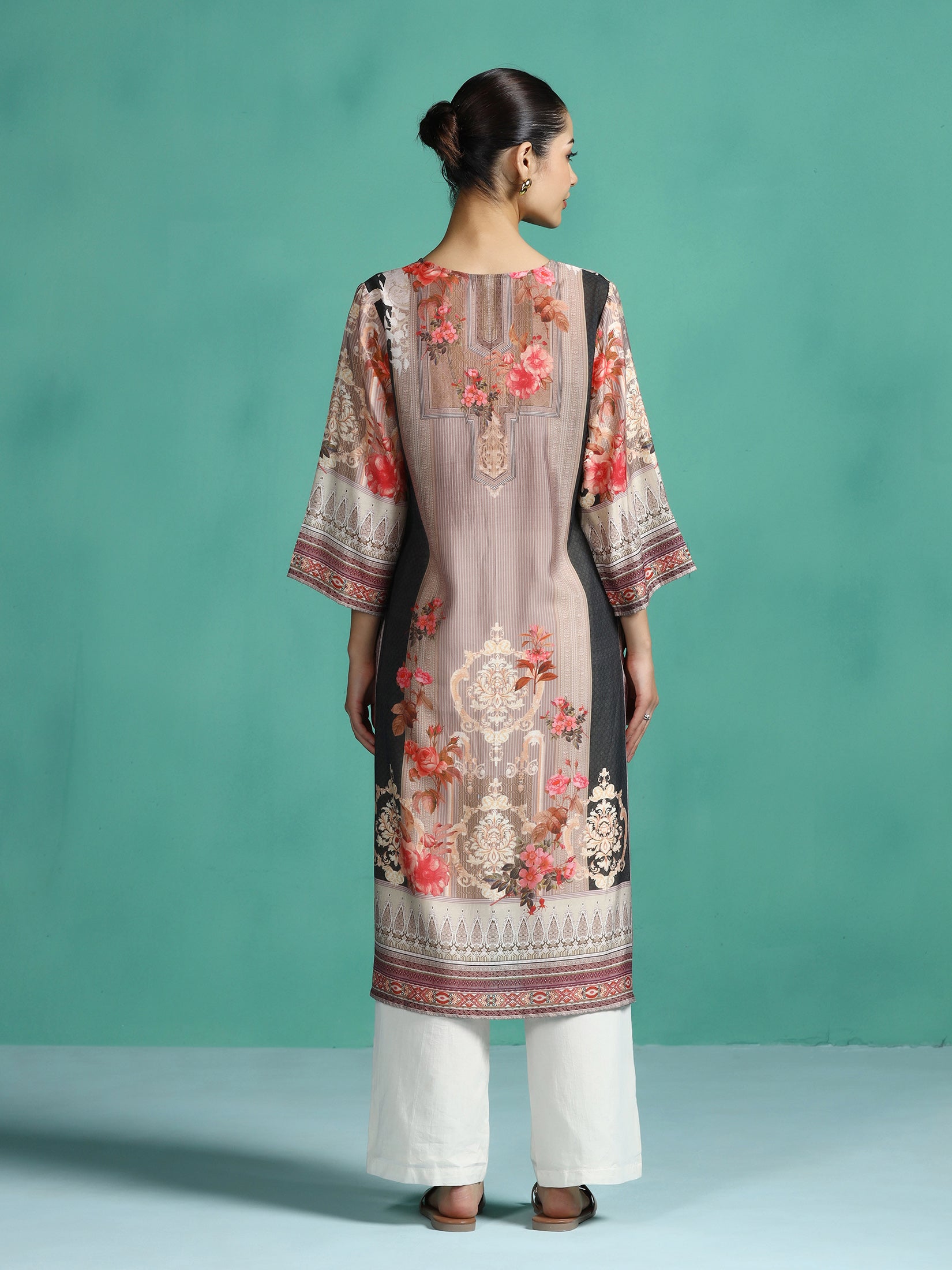 Women Chanderi Multi Color Printed Kurta