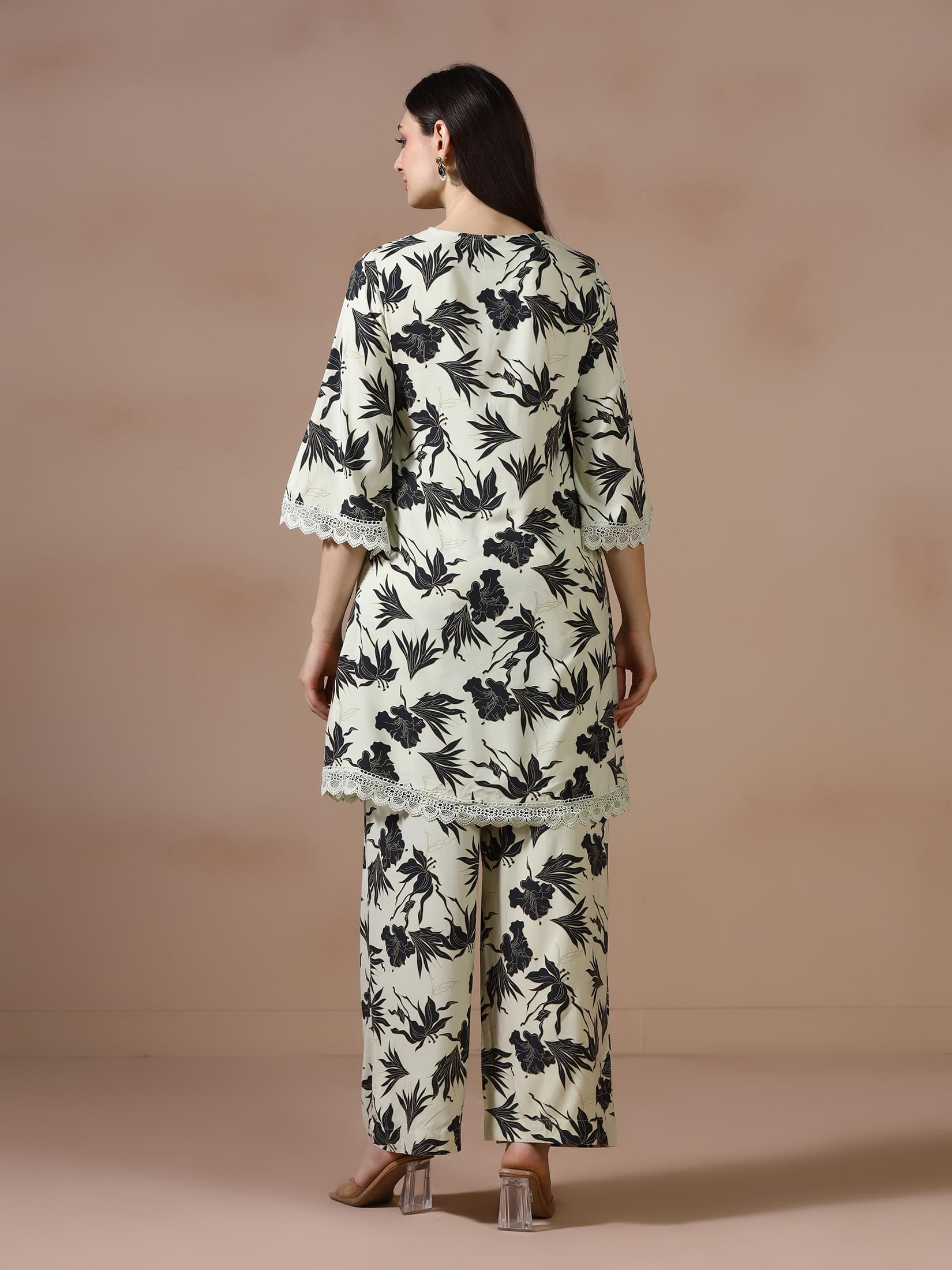Women Green Liva Printed Co Ord Set.