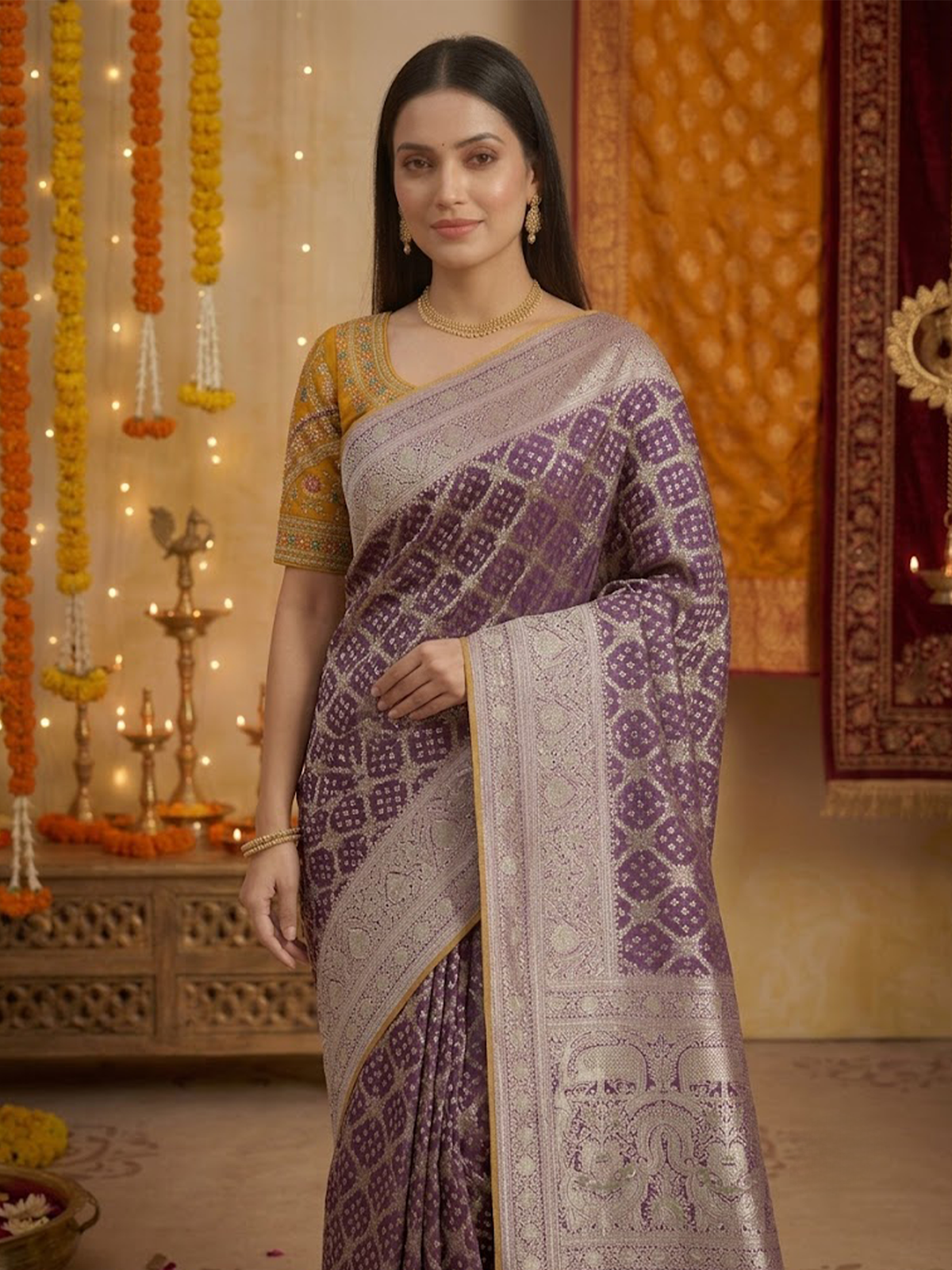 Women Yellow Viscose Saree With Stitch Blouse