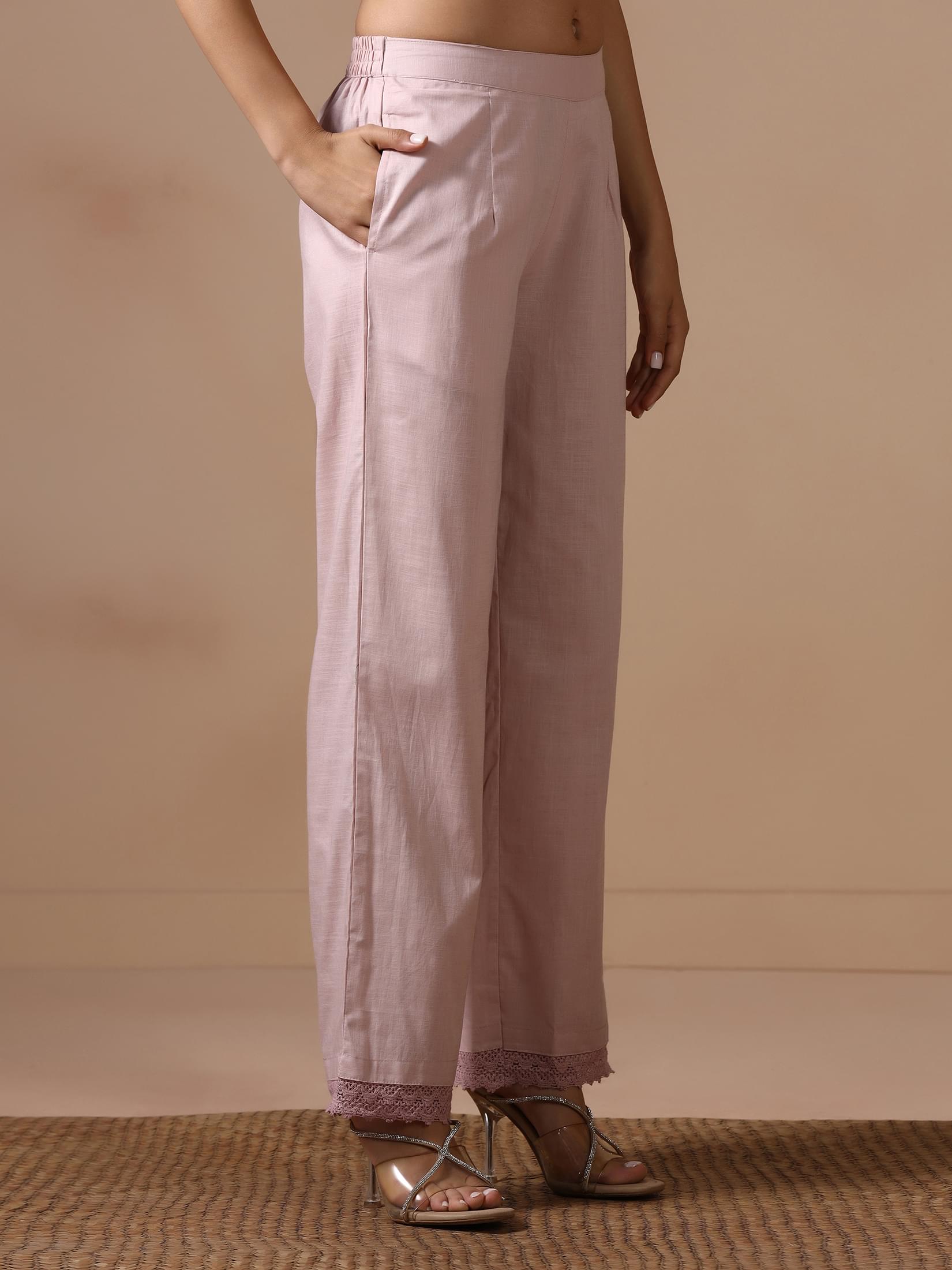 Women Cotton Pink Floral Print Kurta With Comfort Pant.