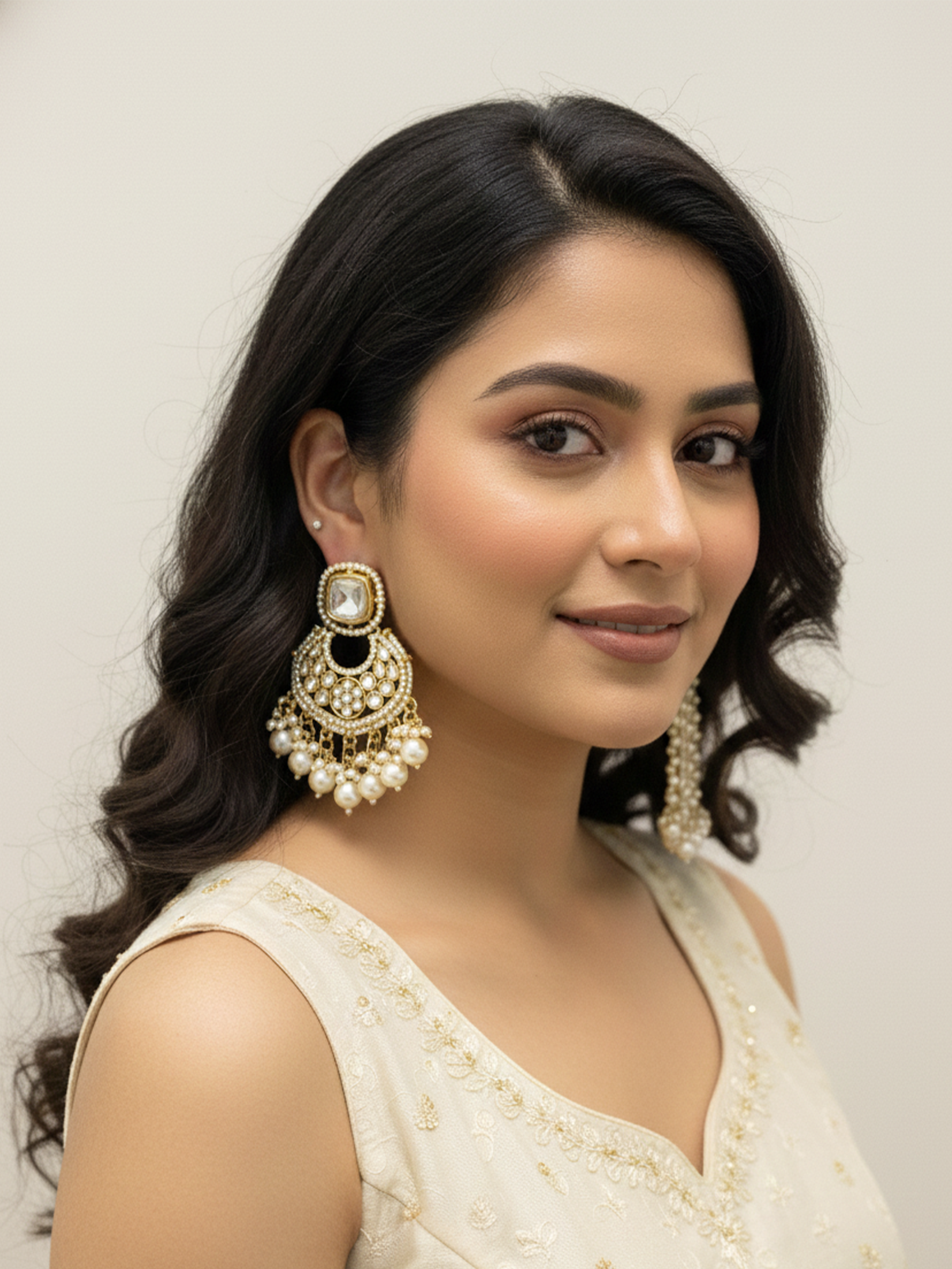 Regal Ruby & Pearl Long Drop Earrings