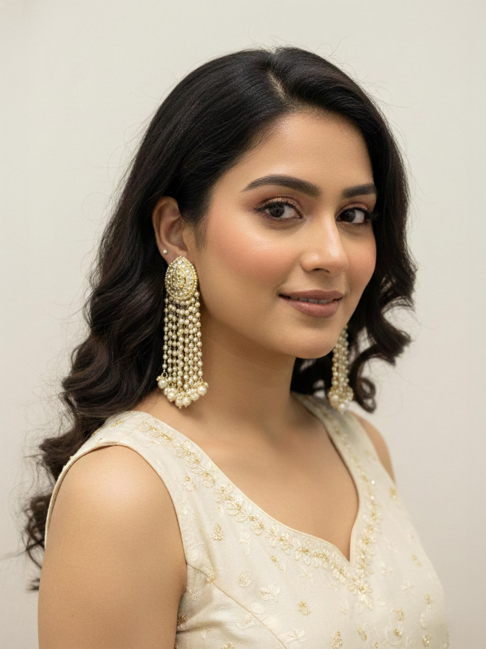 Grand Pearl Multi-Strand Jhumka Earrings