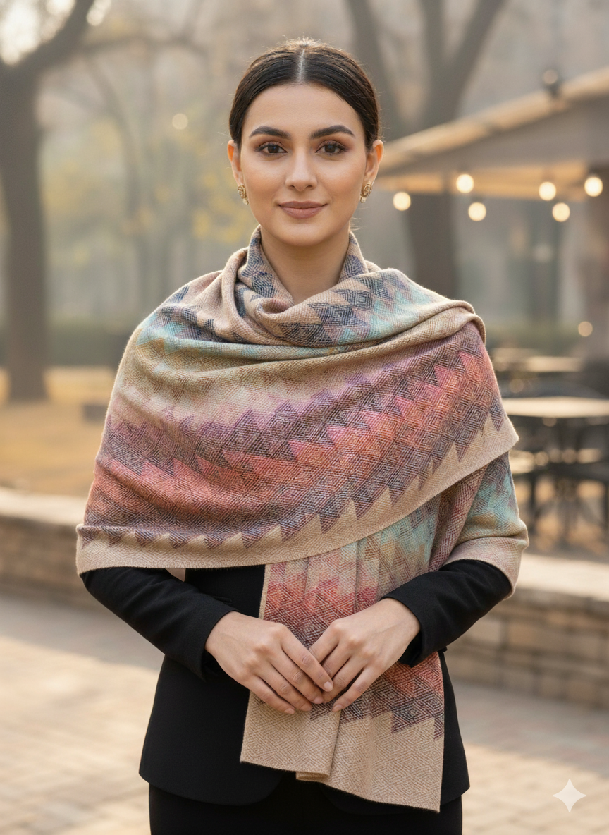 Winter Wear - Soft Knitted Warm Beige Acrylic Women Shawl