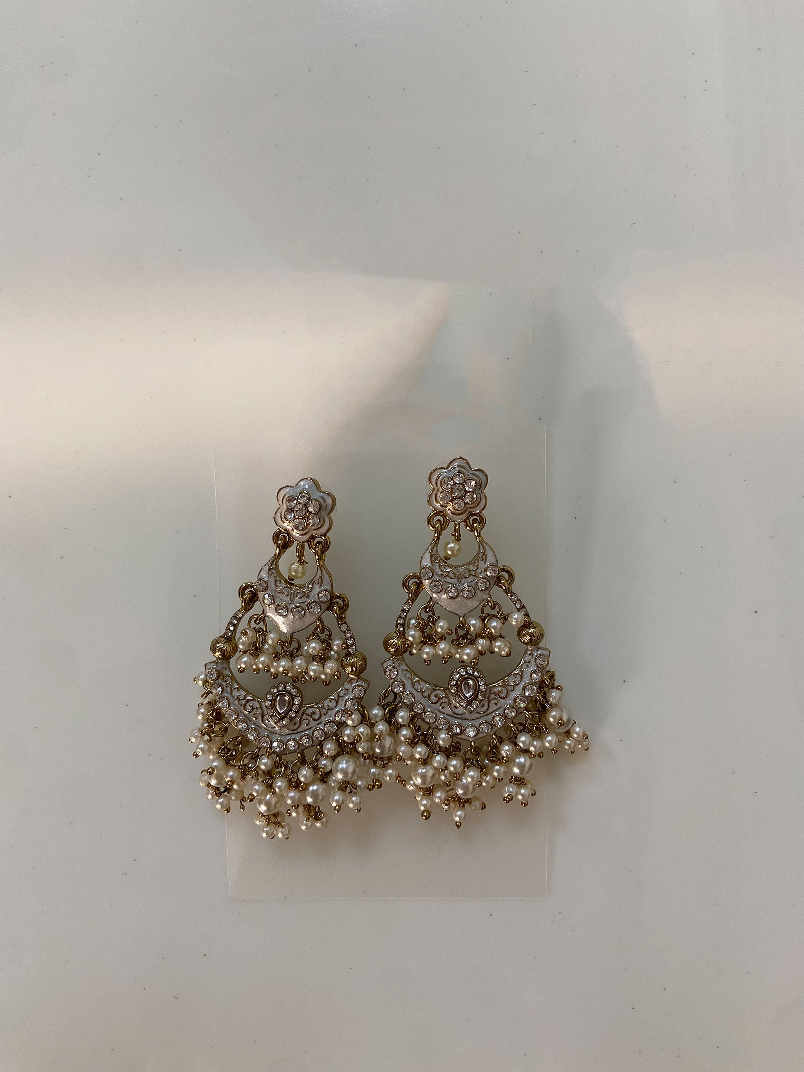 Tiered Polki Chaandbali With Pearl Jhumkas