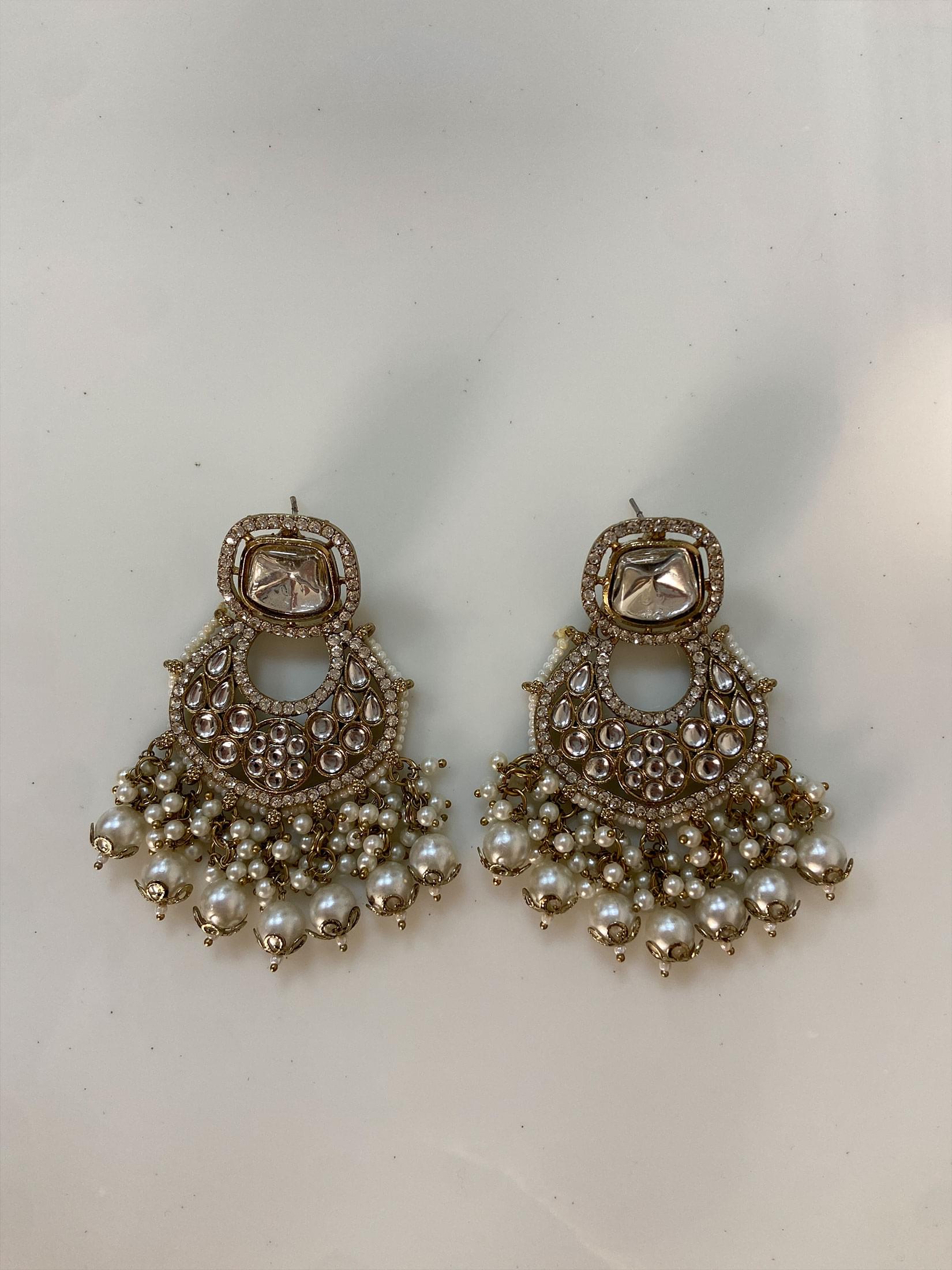 Regal Ruby & Pearl Long Drop Earrings.