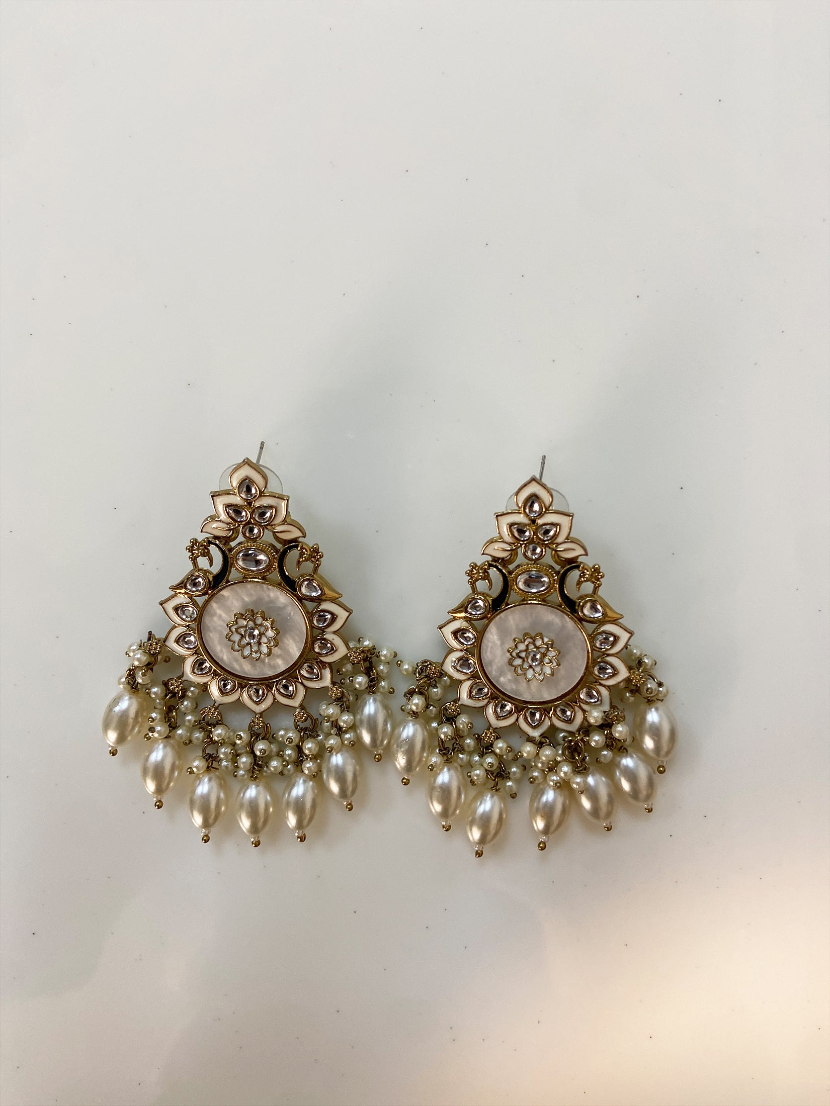 Elegant Floral Pearl Chandelier Earrings