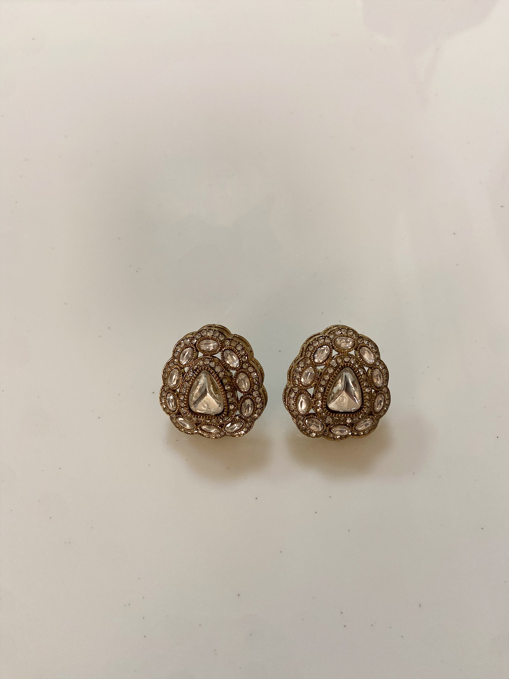 Polki Stone Dome Stud Earrings