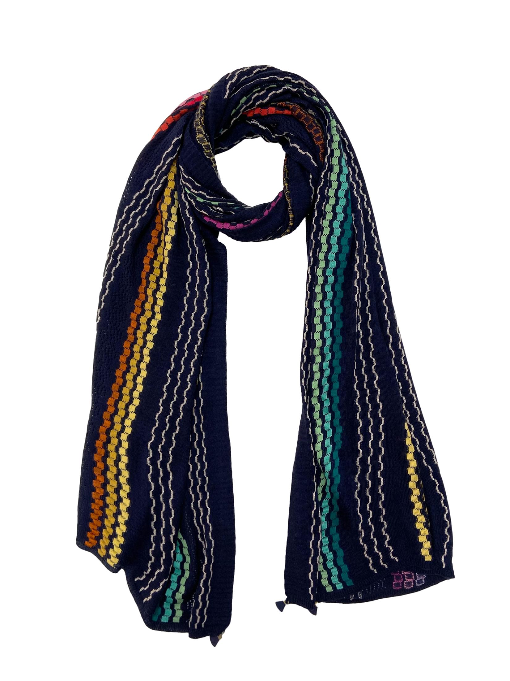 Winter Wear - Soft Knitted Warm Navy Blue Acrylic Shawl For Women.