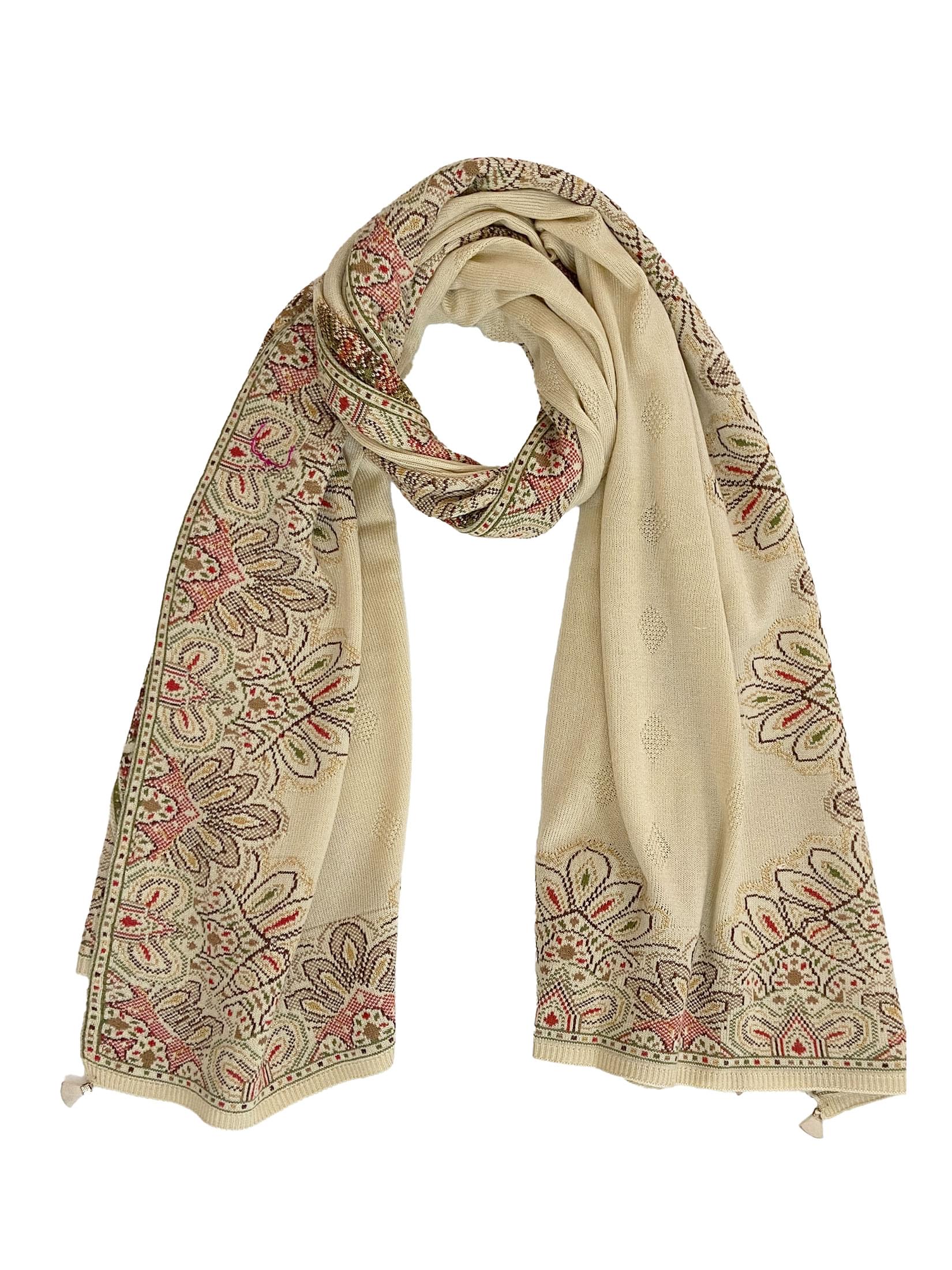 Winter Wear - Soft Knitted Warm Light Acrylic Beige Women Shawl.