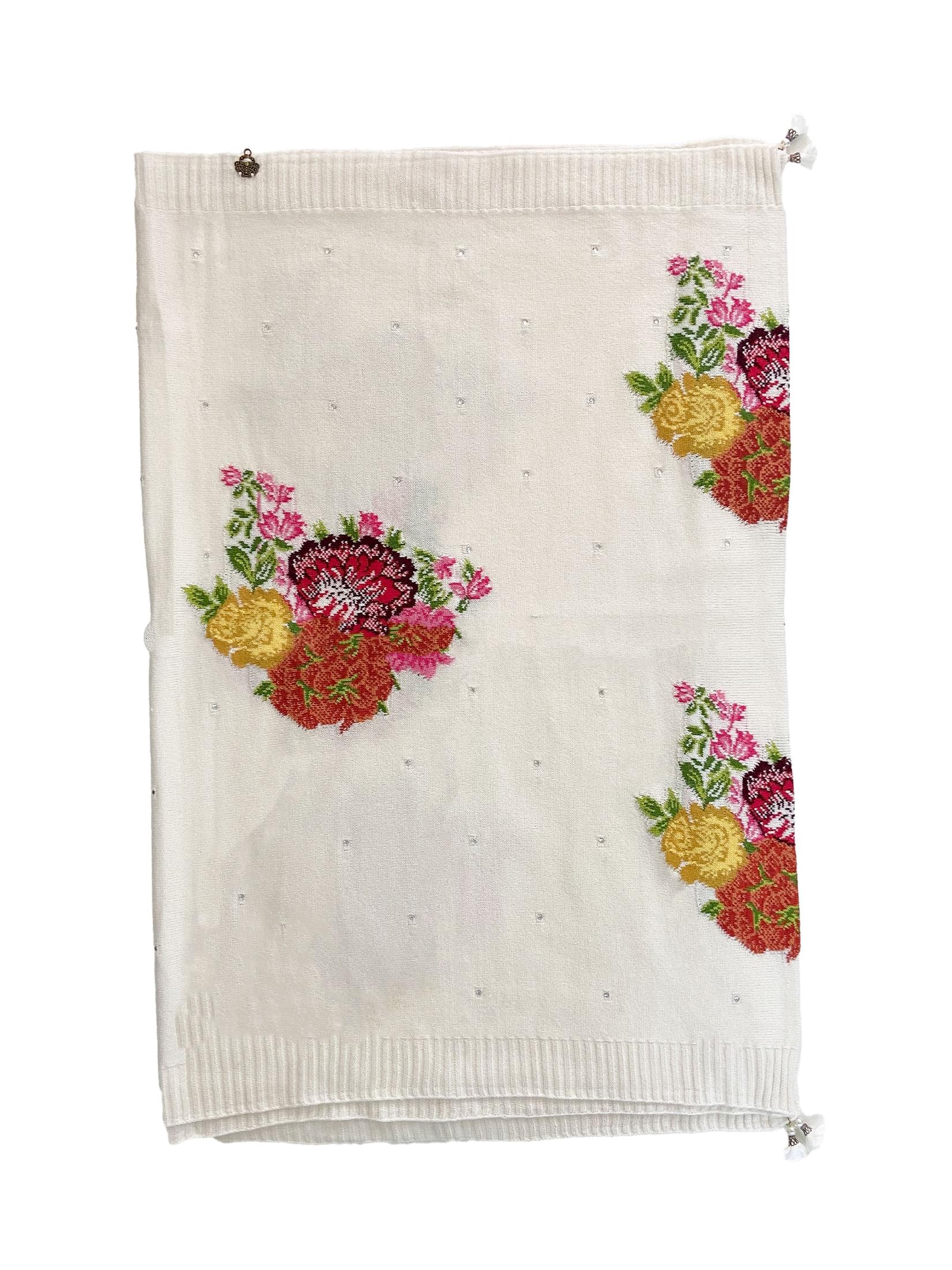 Winter Wear - Soft Knitted Warm White Acrylic Shawl For Women.