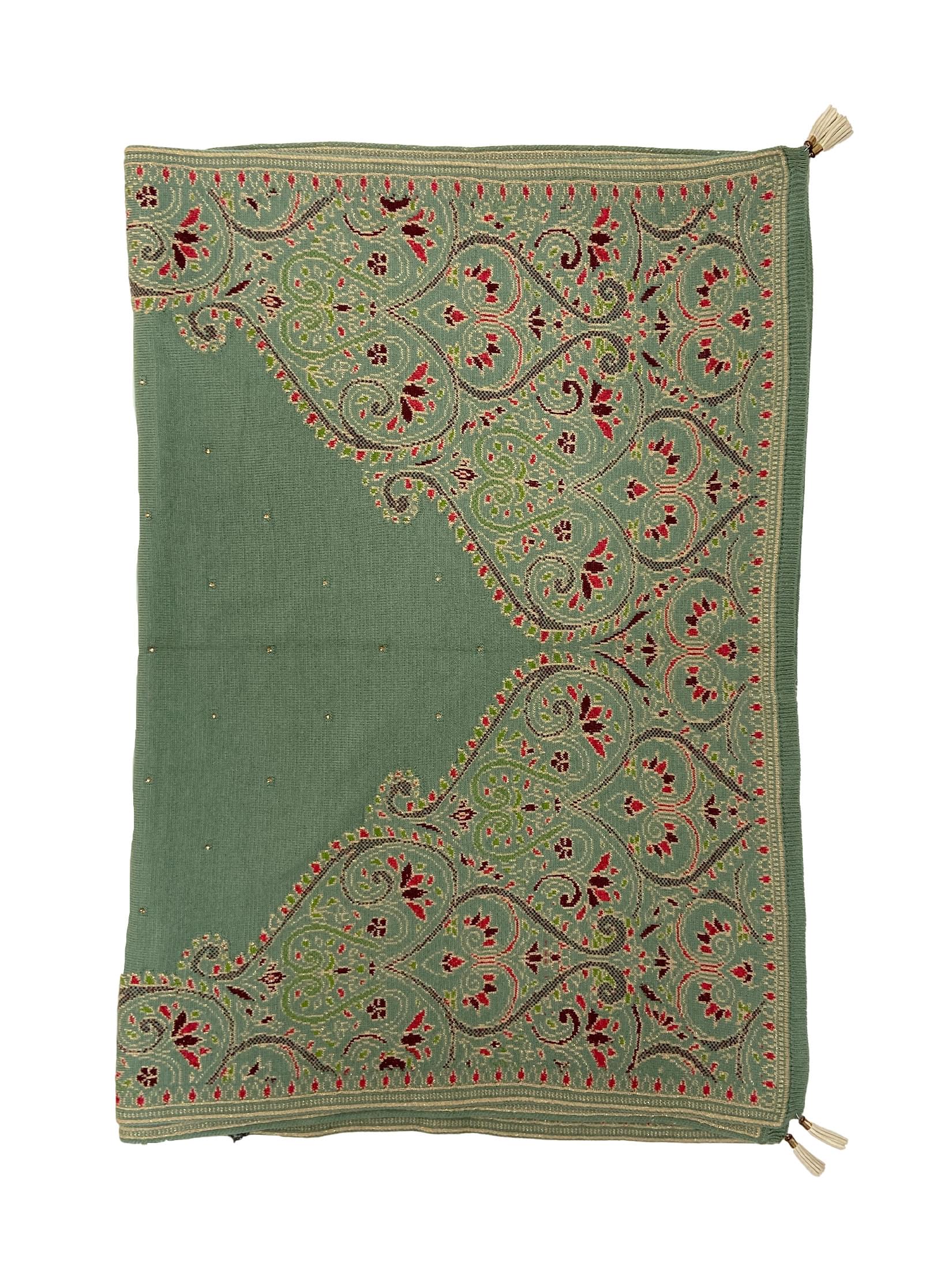 Winter Wear - Soft Knitted Warm Sea Green Acrylic Women Shawl.