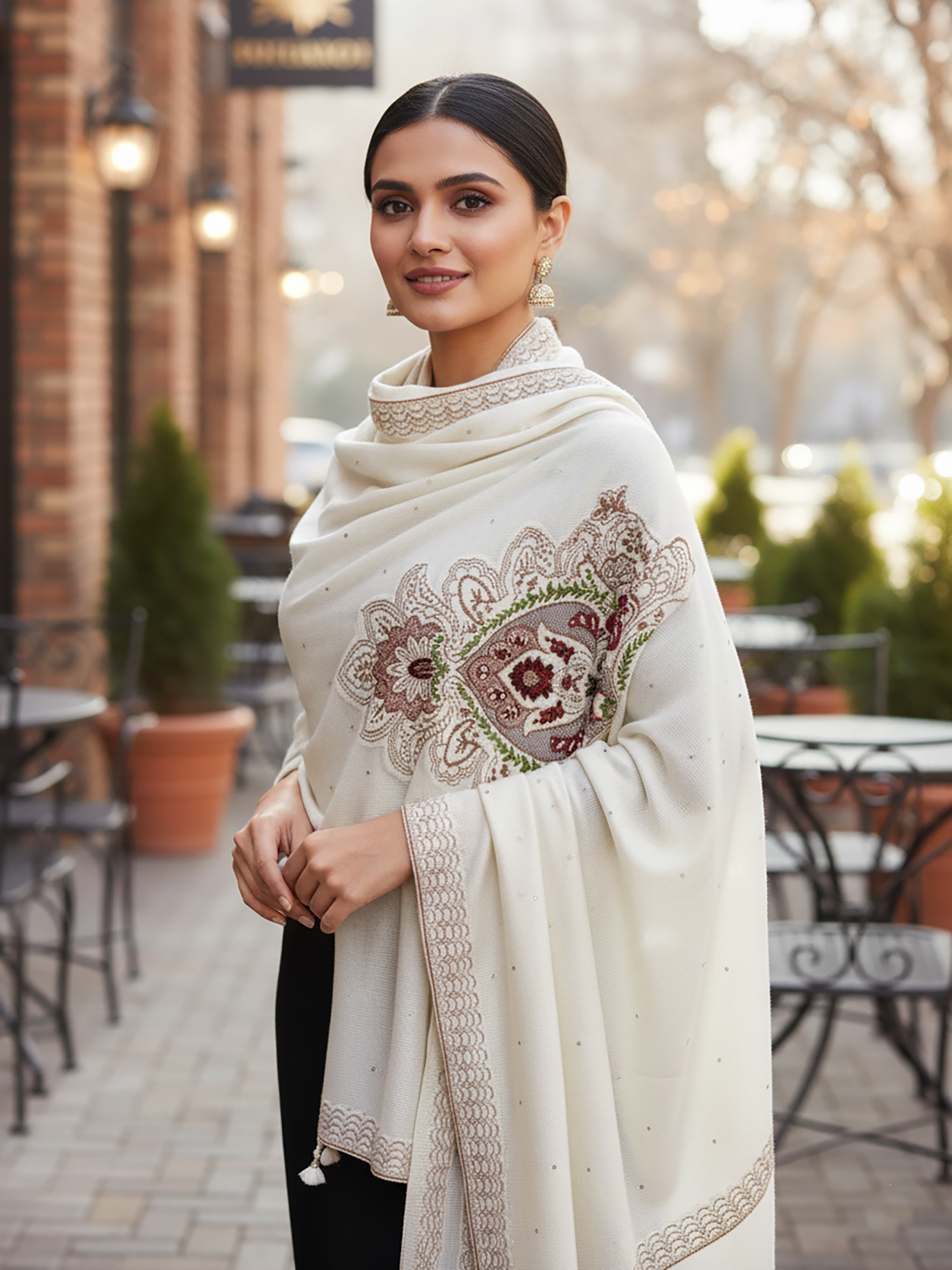 Winter Wear - Soft Knitted Warm White Acrylic Women Shawl