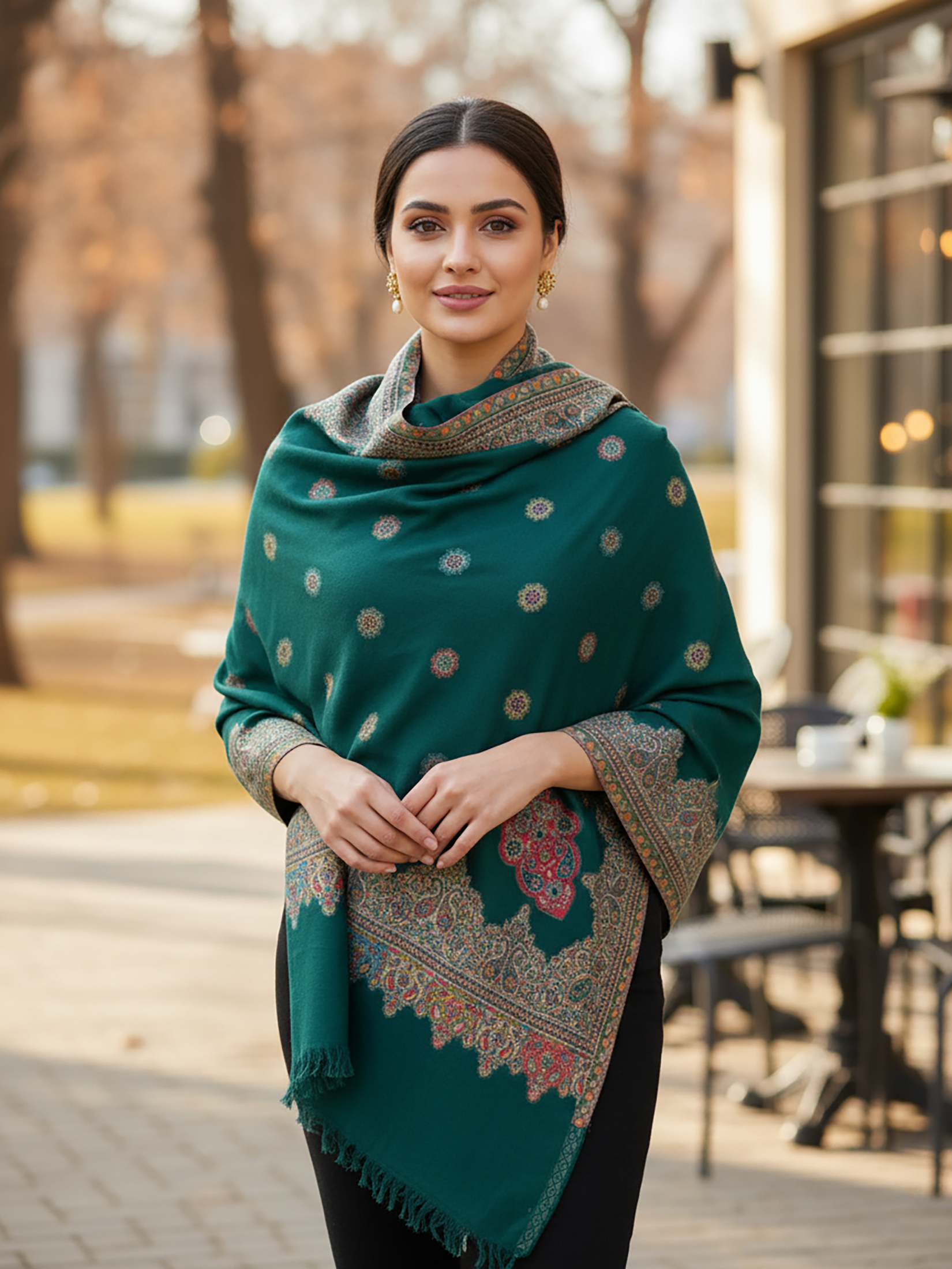 Winter Wear - Fantastic Green Acrylic Stole For Women