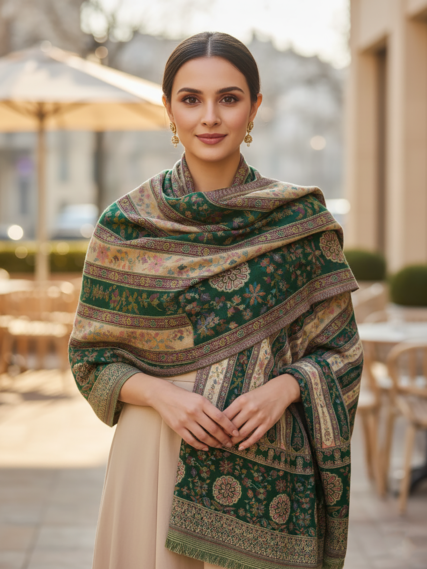 Winter Wear - Soft Green Acrylic Stole For Women