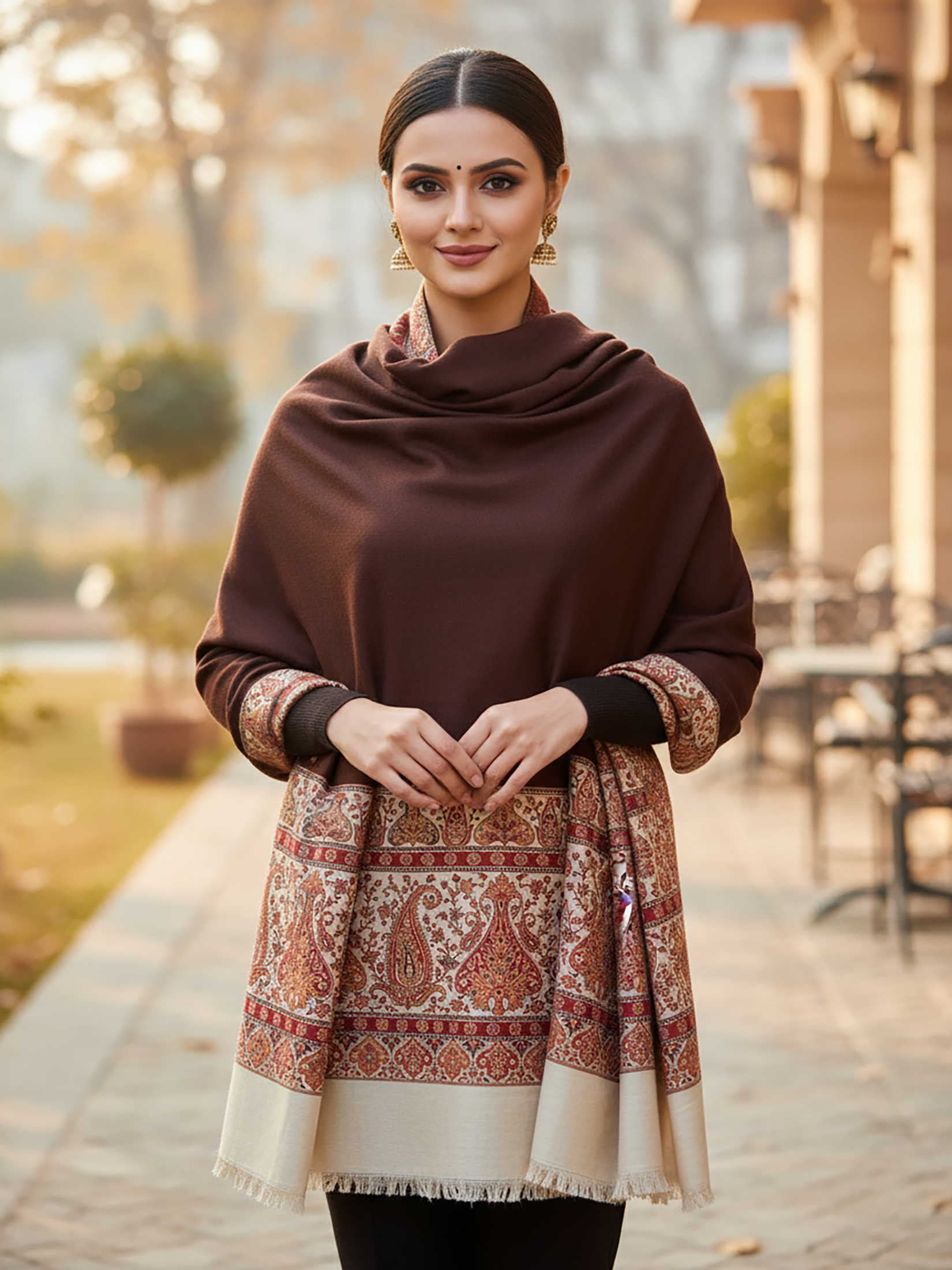 Winter Wear - Classy Beige Acrylic Stole For Women