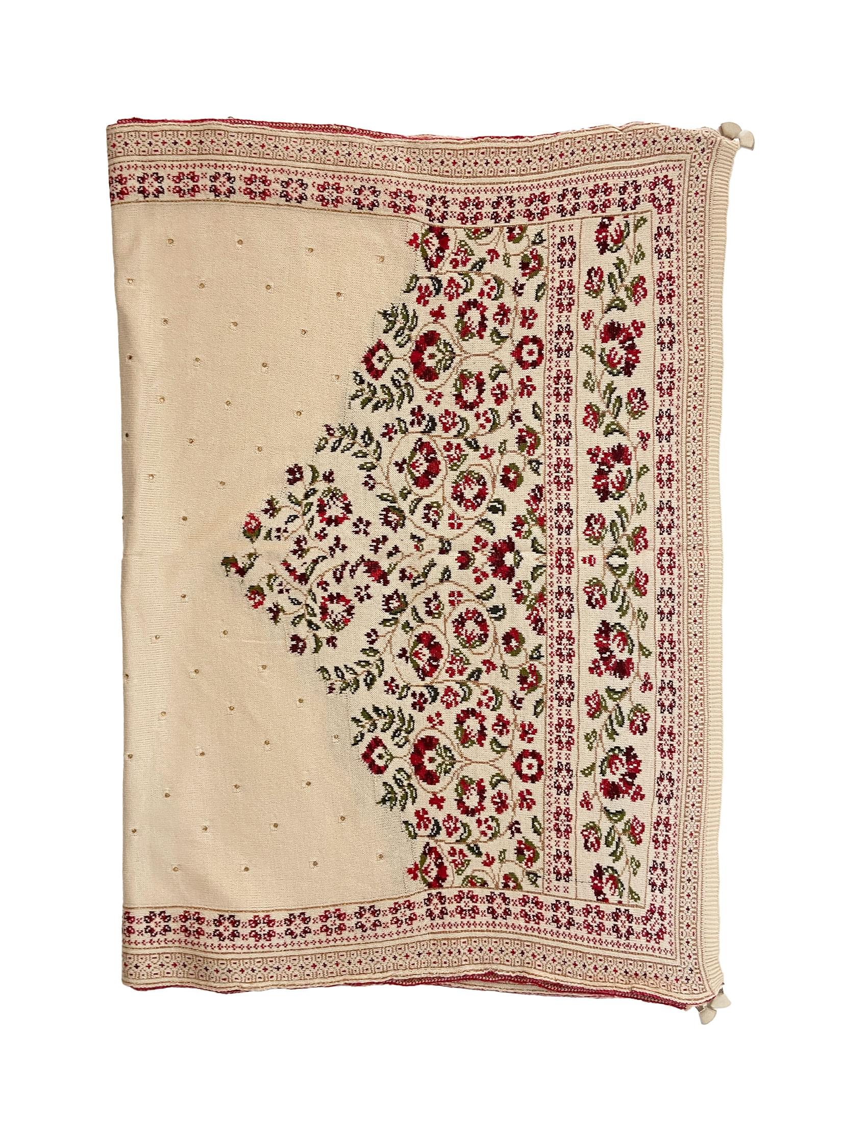 Winter Wear - Soft Knitted Warm Light Beige Acrylic Shawl For Women.