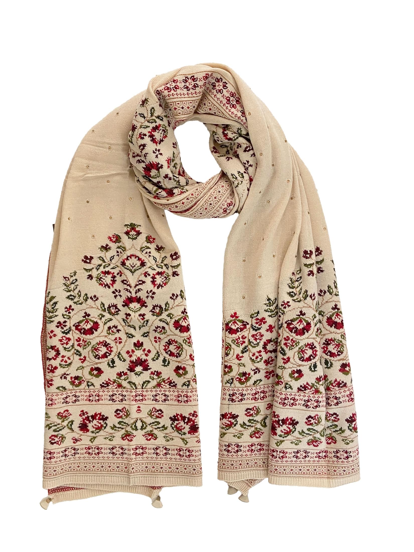 Winter Wear - Soft Knitted Warm Light Beige Acrylic Shawl For Women.