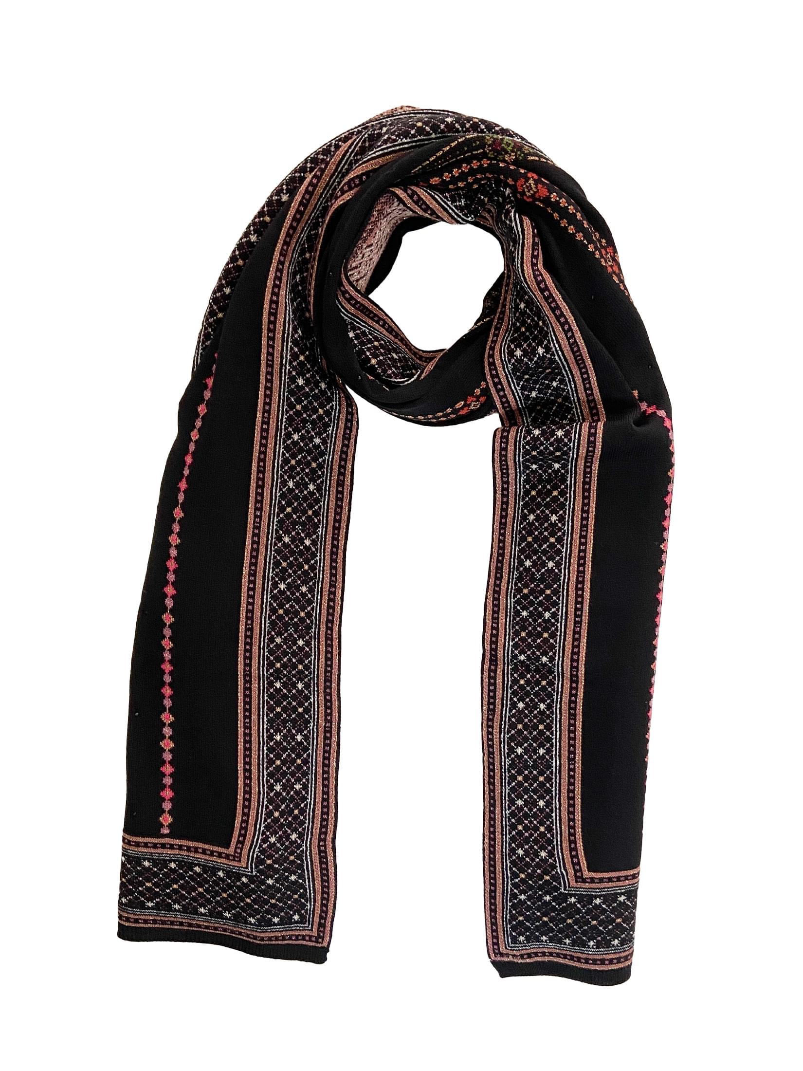 Winter Wear - Soft Knitted Warm Black Acrylic Woven Design Shawl.