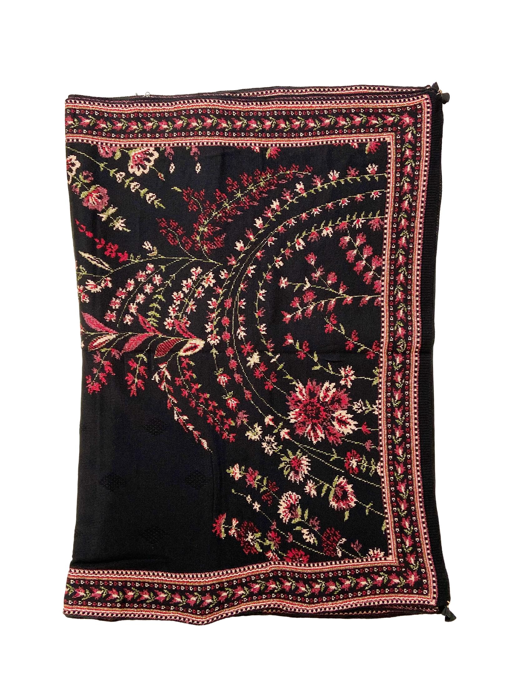 Winter Wear - Soft Knitted Warm Black Acrylic Shawl For Women.