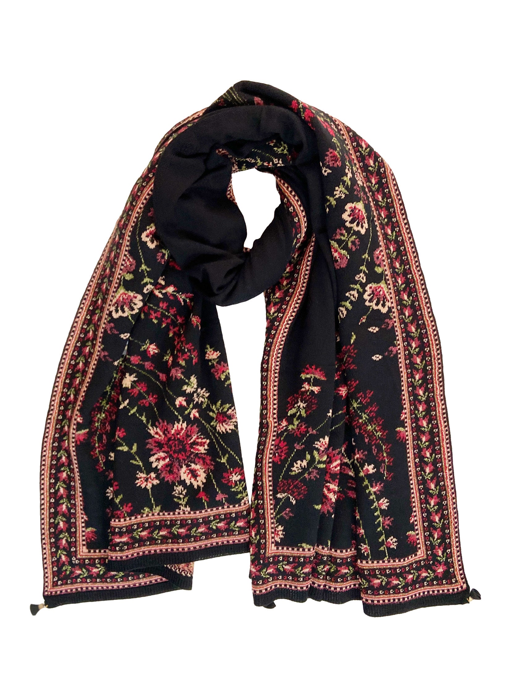 Winter Wear Soft Knitted Warm Black Acrylic Shawl For Women