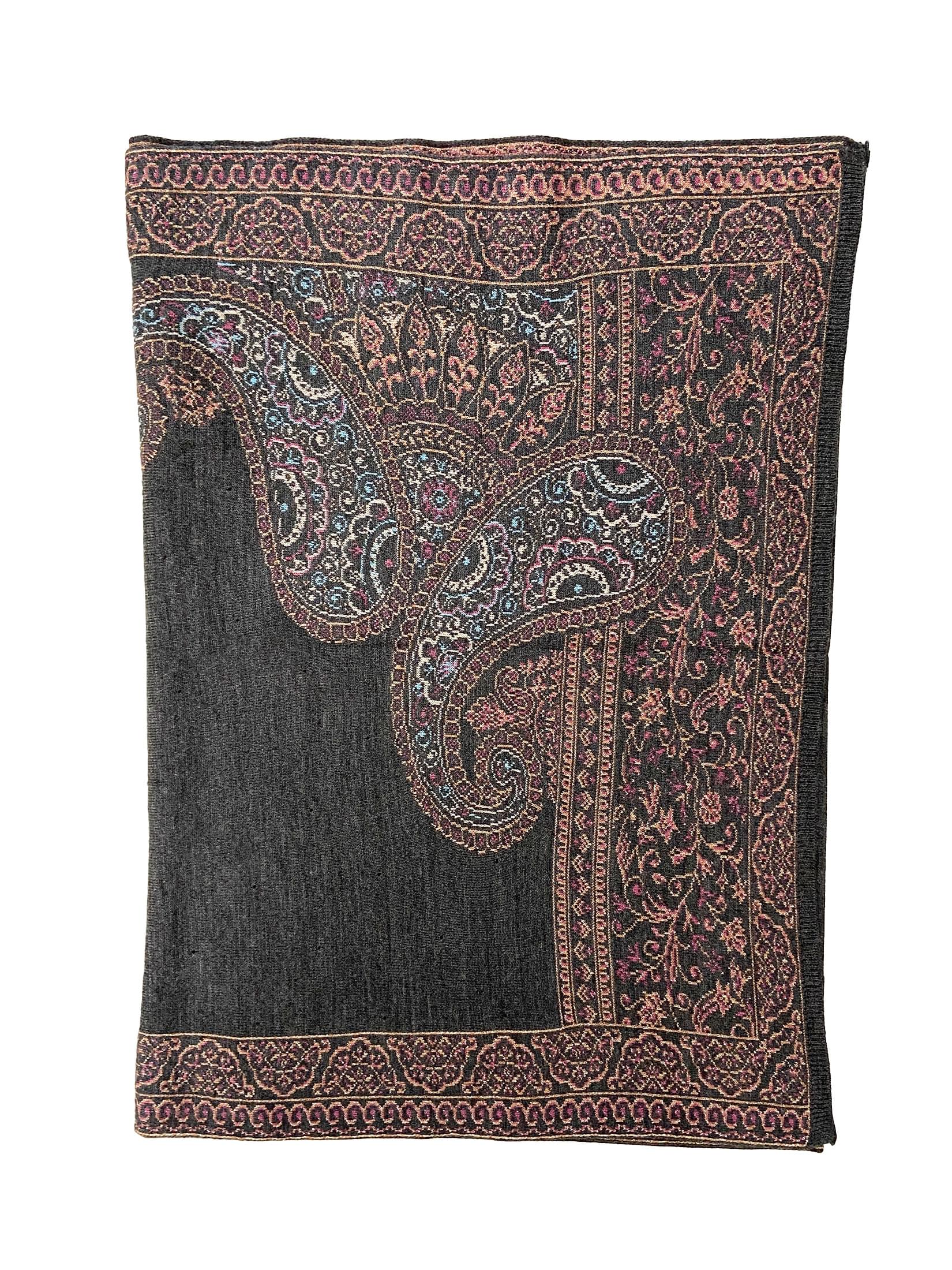 Winter Wear - Soft Knitted Warm Dark Grey Acrylic Shawl For Women.