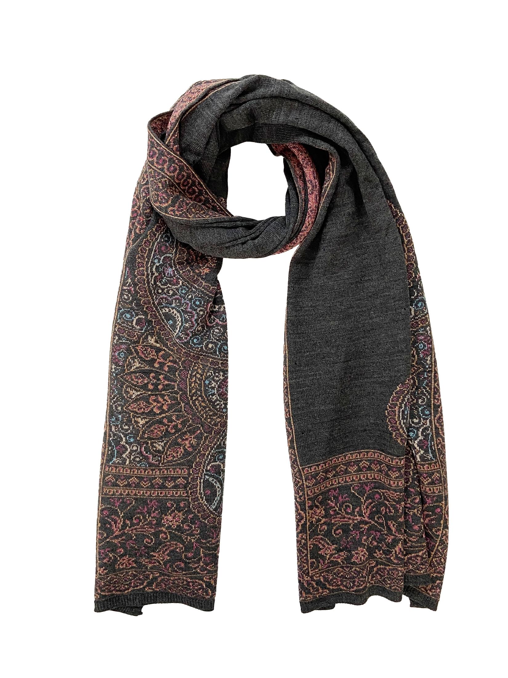 Winter Wear - Soft Knitted Warm Dark Grey Acrylic Shawl For Women.