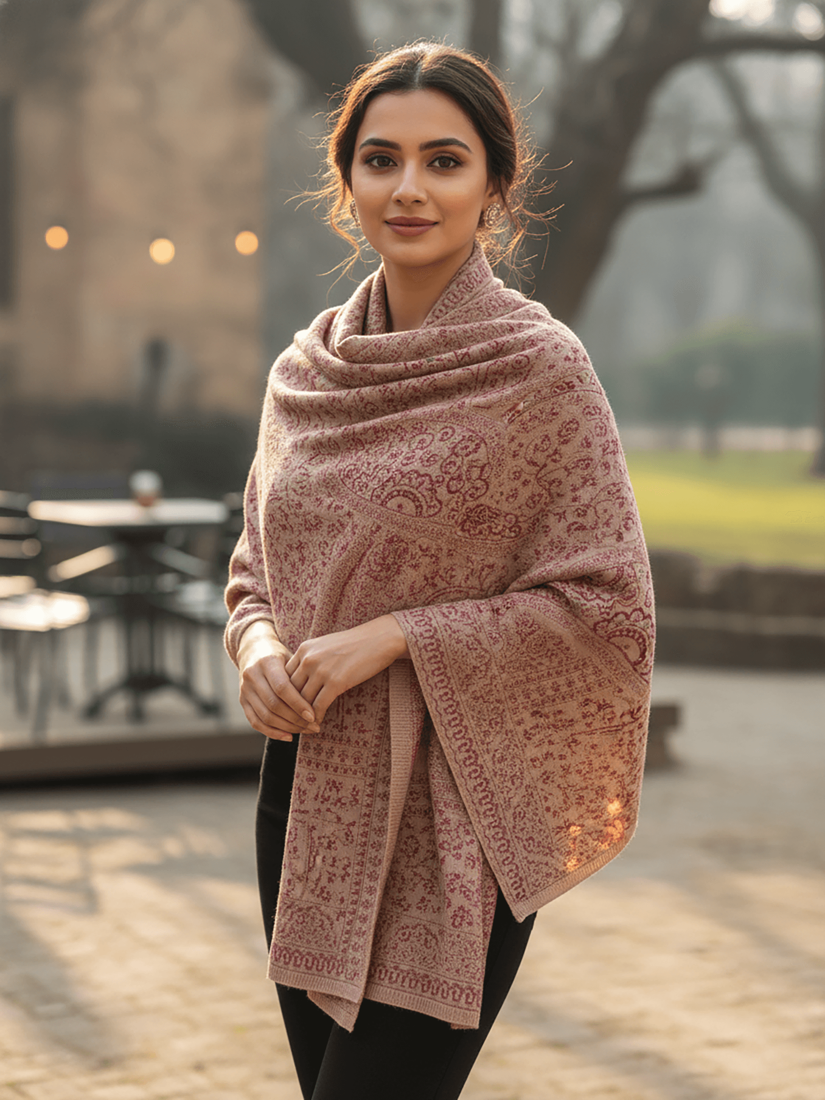 Winter Wear - Soft Knitted Warm Pink Acrylic Women Shawl.