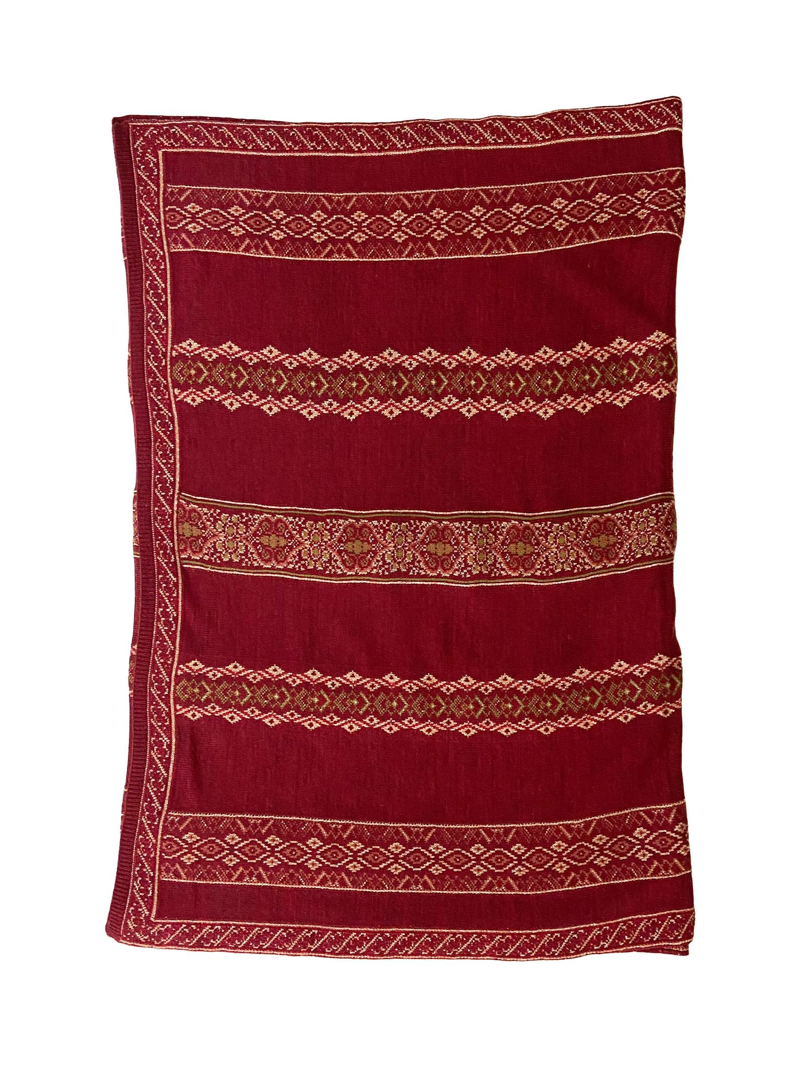 Winter Wear - Soft Knitted Warm Maroon Acrylic Shawl For Women.