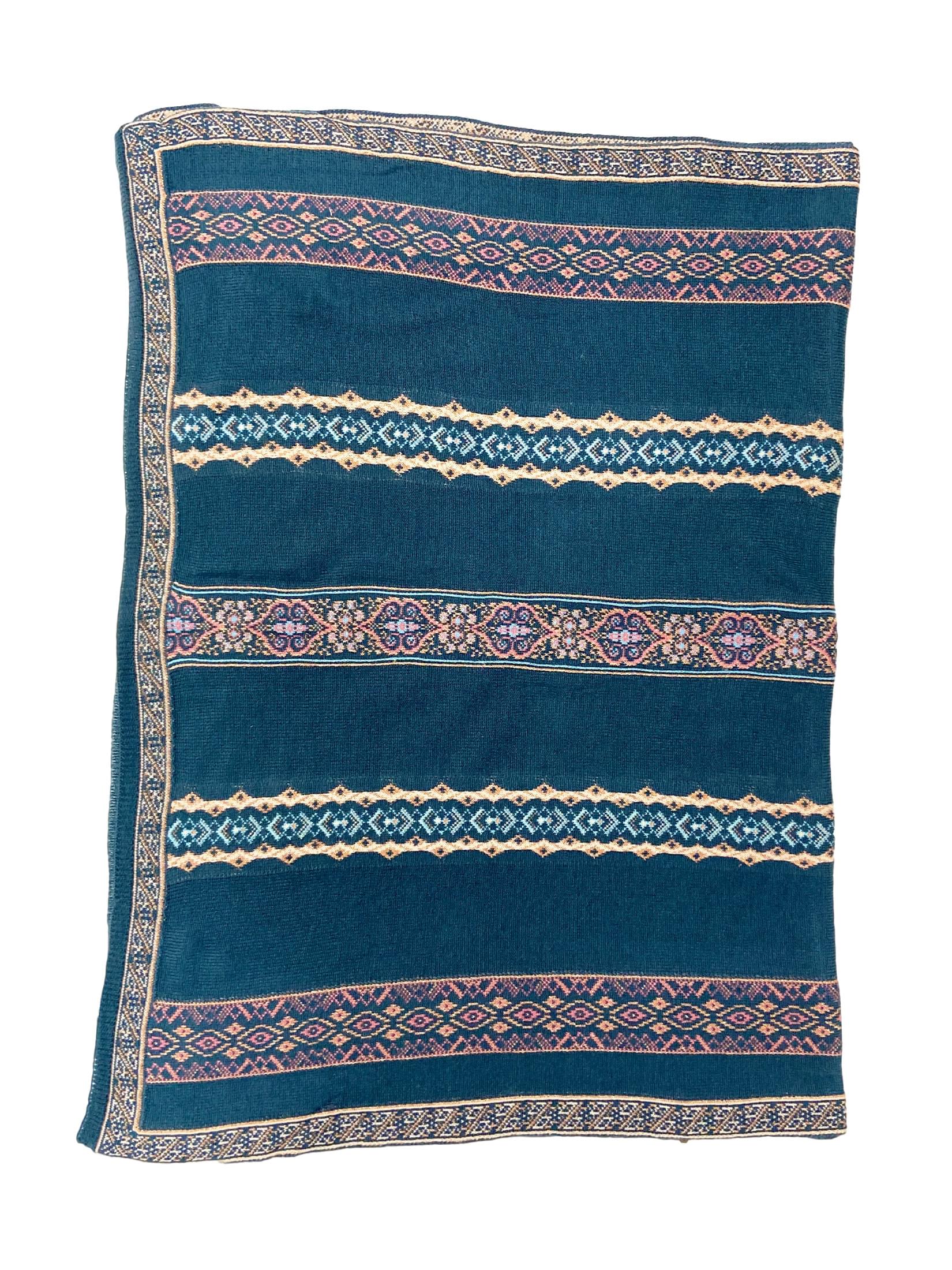 Winter Wear - Soft Knitted Warm Teal Acrylic Women Shawl.