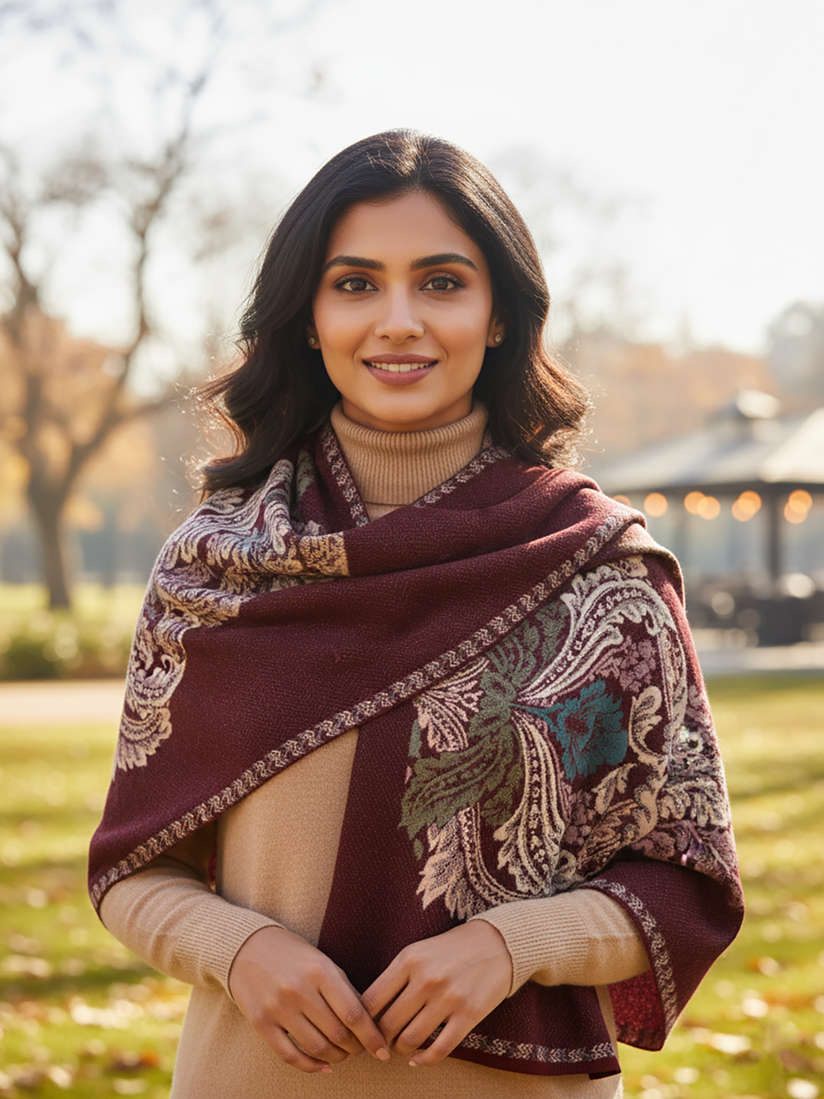 Winter Wear - Soft Knitted Warm Acrylic Maroon Women Shawl